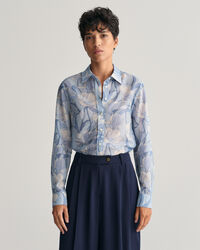 Regular Fit Magnolia Print blouse van katoen en zijde