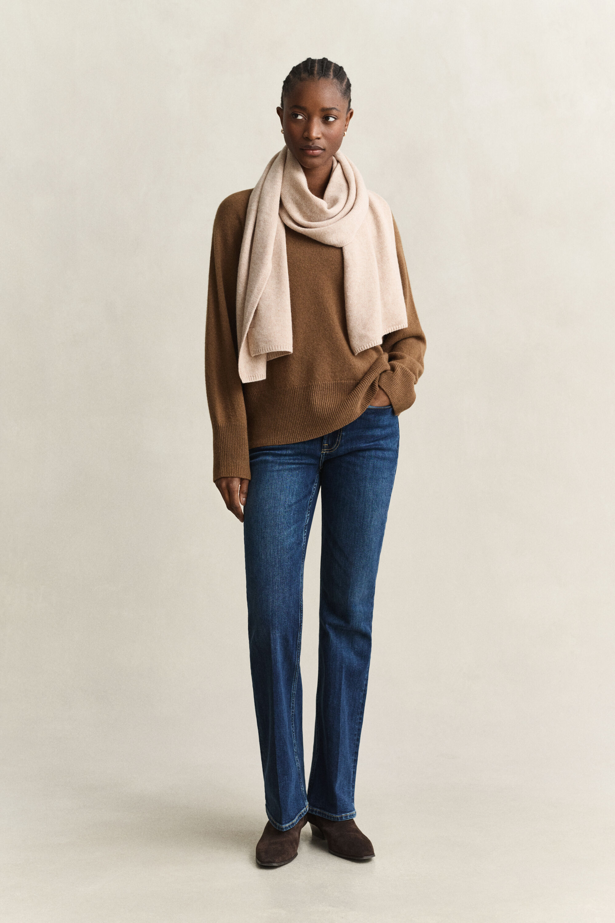 Pull col rond en laine et cachemire