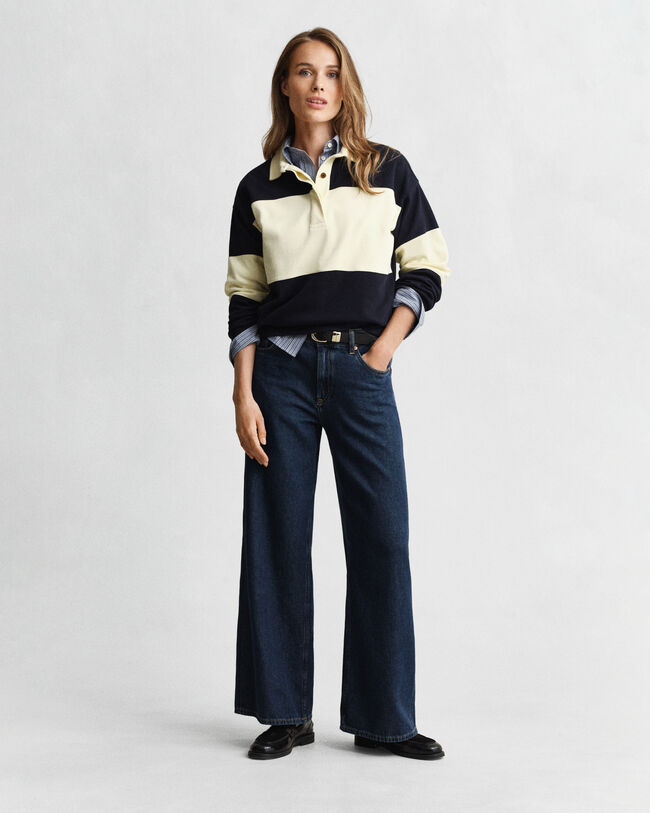 Rugger met piqué-textuur en kleurblokken