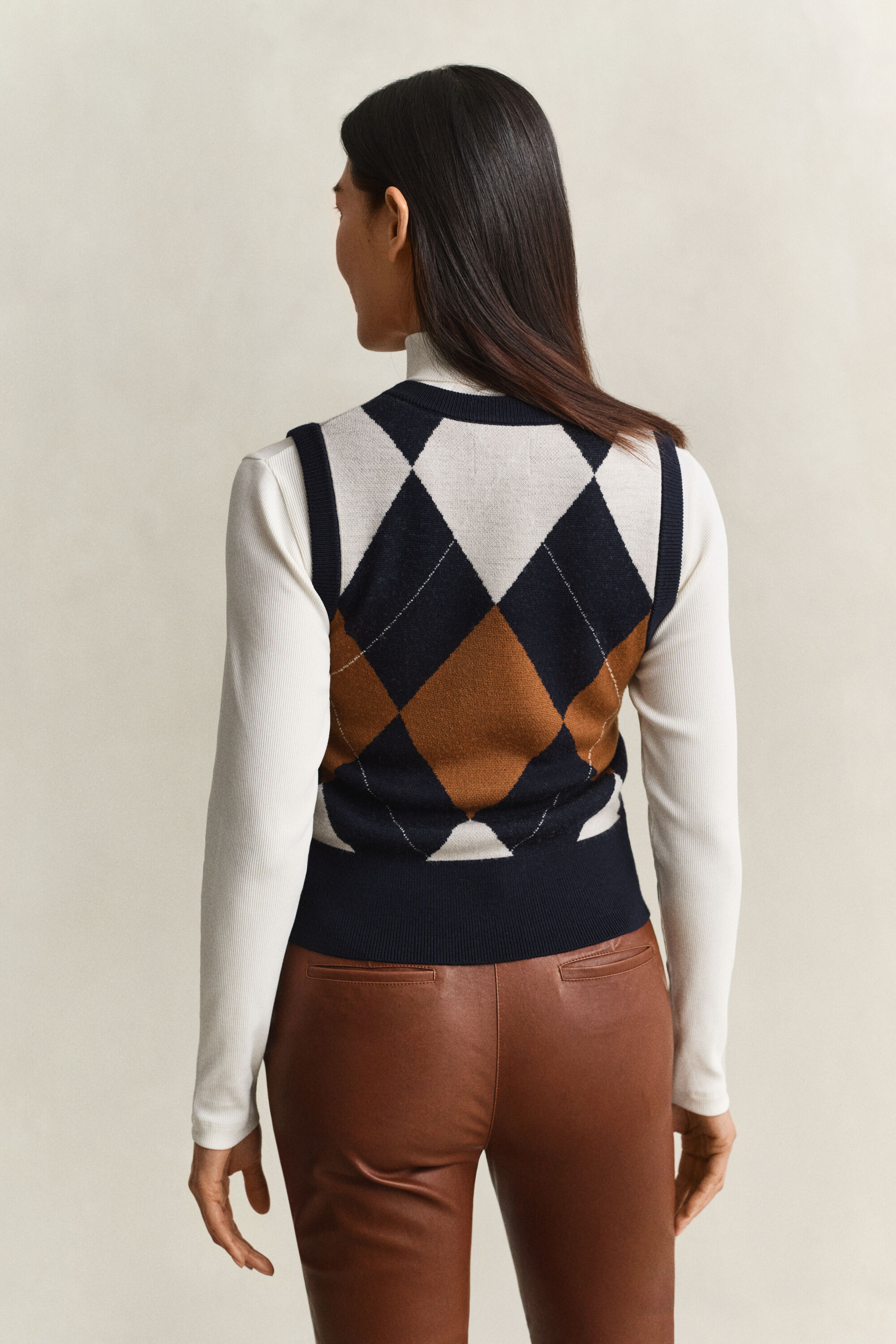 Gebreide wollen spencer met Argyle-patroon