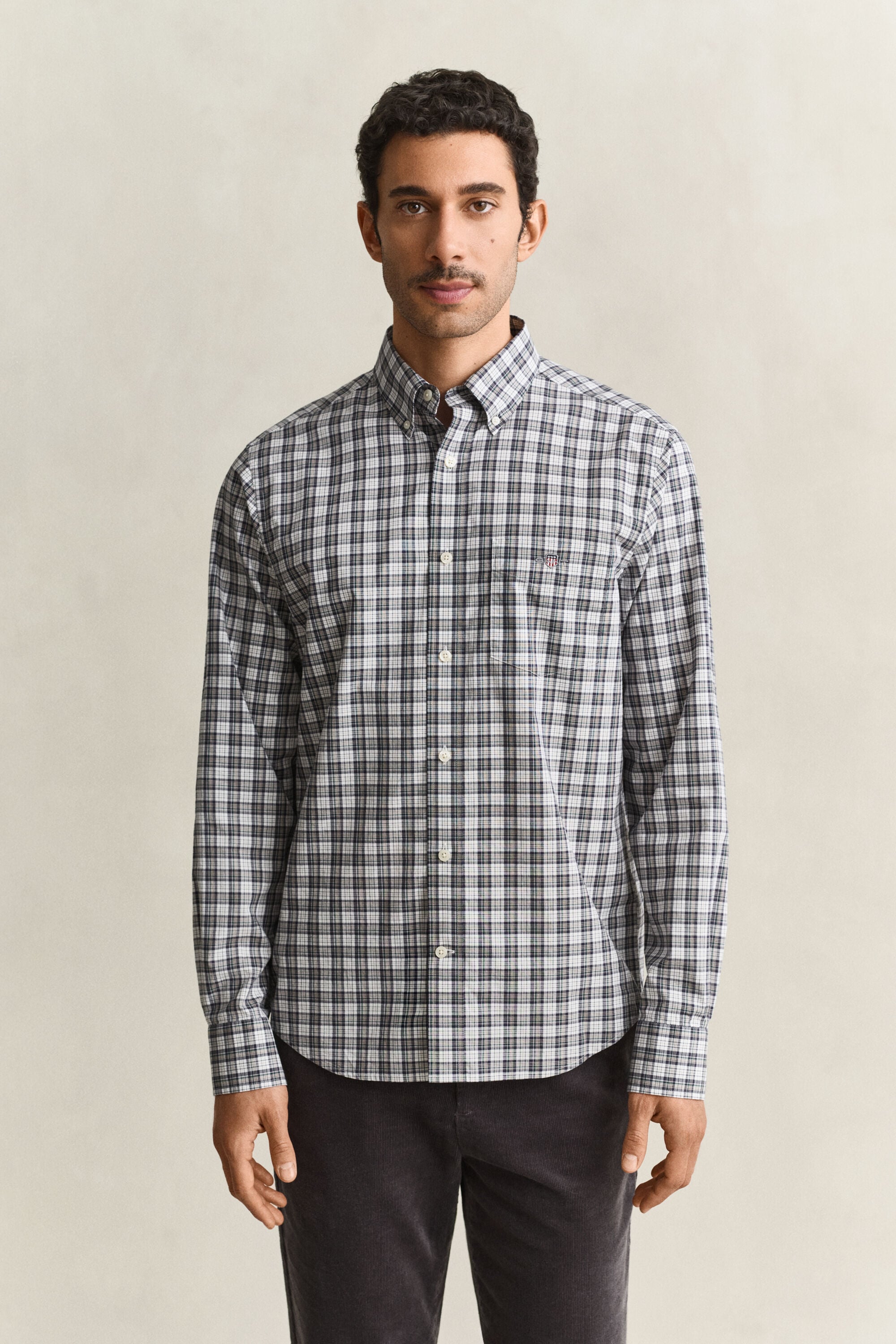 Geruit poplin hemd