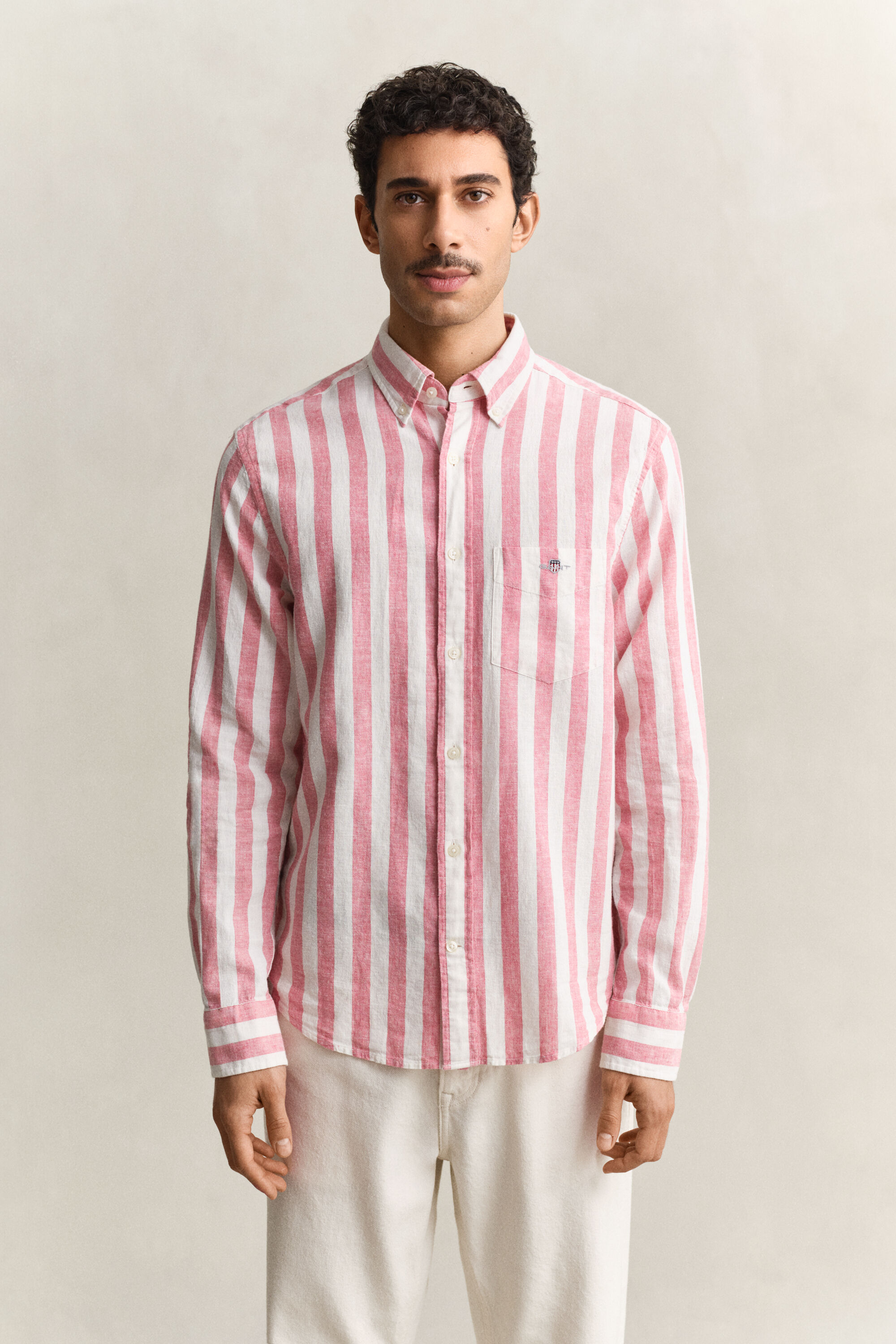 Chemise en lin mélangé à rayures