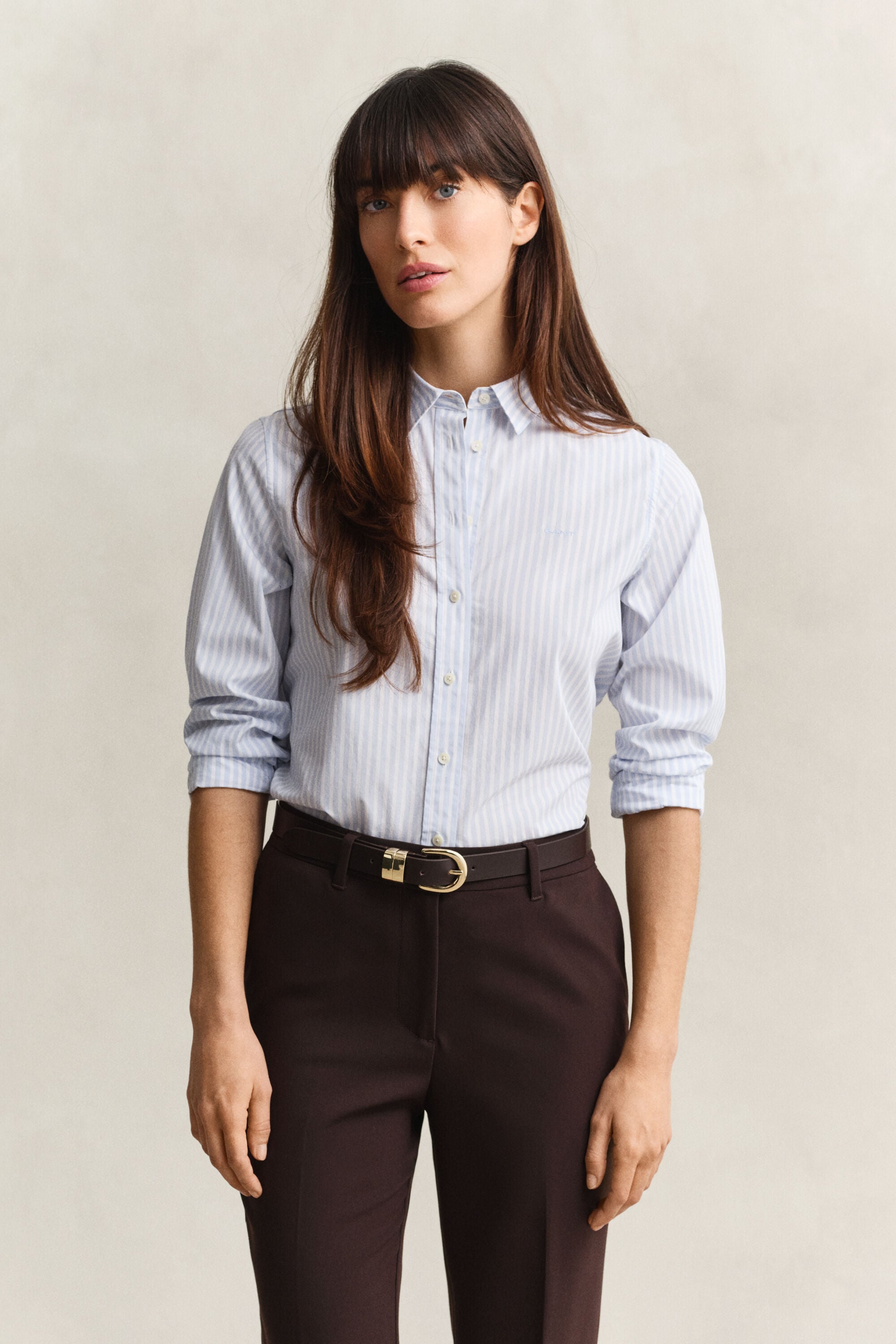 Classic Regular gestreept poplin hemd