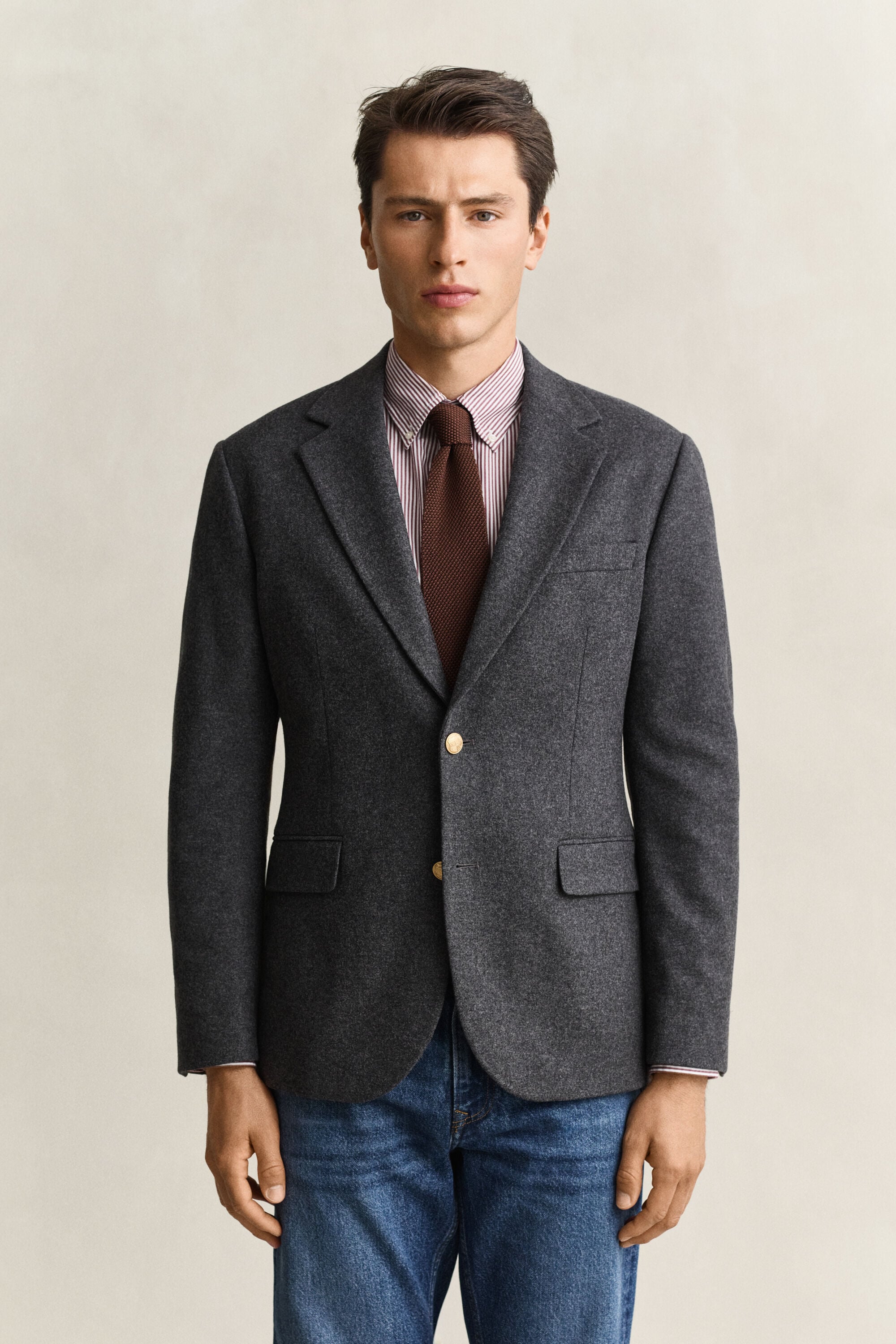Club blazer van wollen flanel