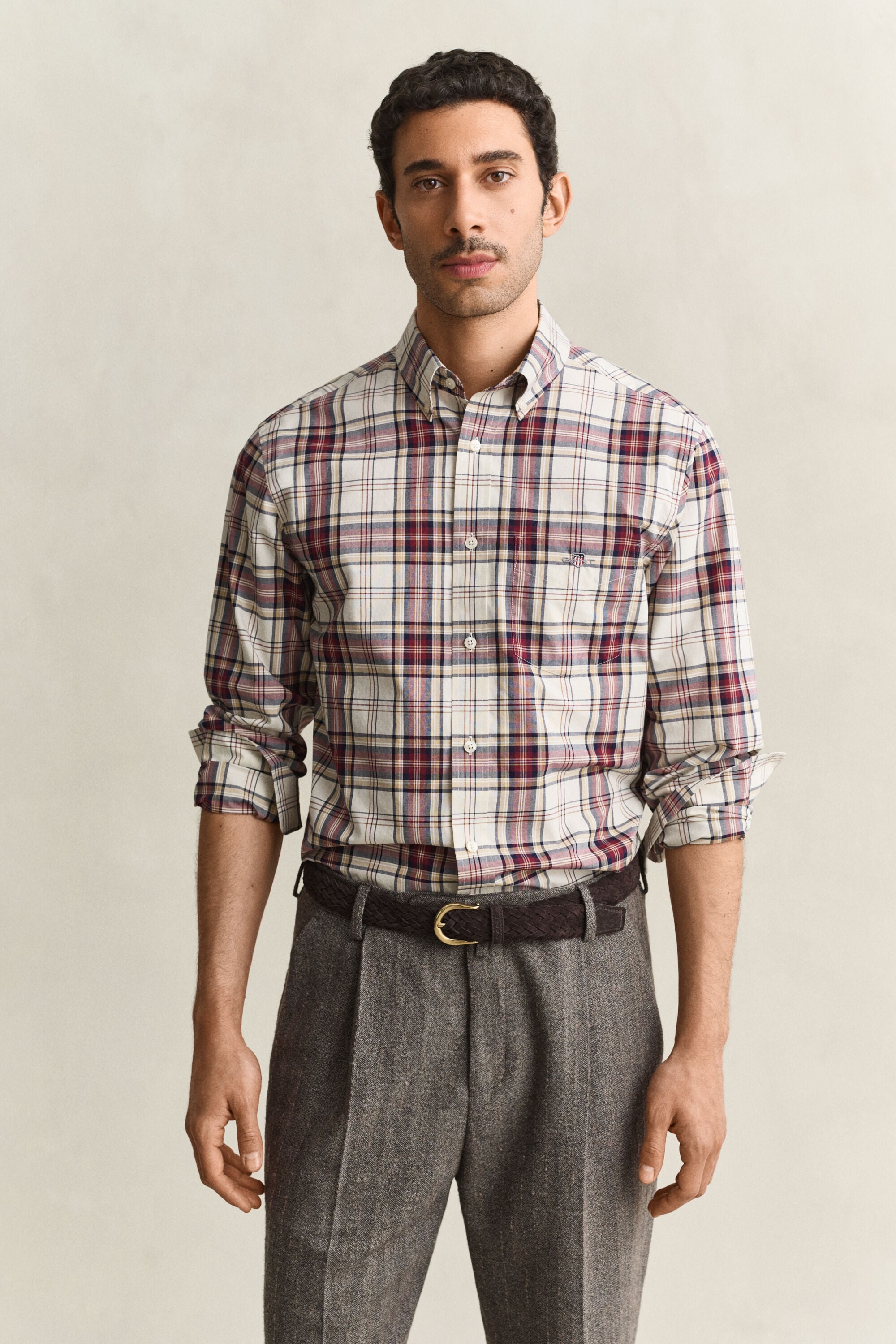 Geruit poplin hemd