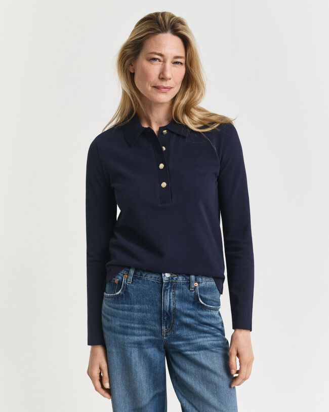 Piqué poloshirt met lange mouwen