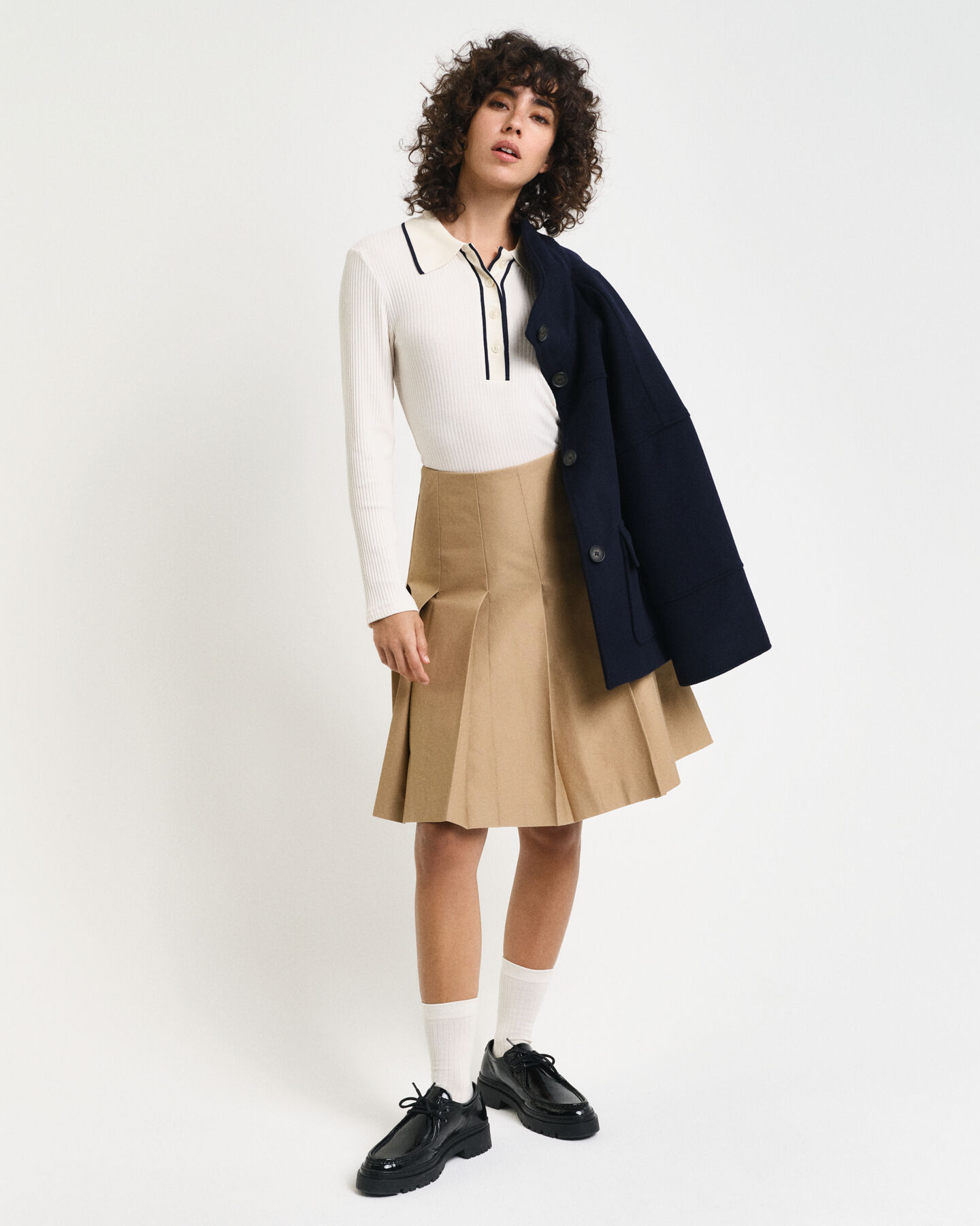 Polo côtelé à manches longues