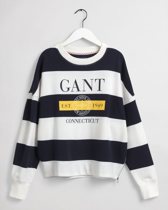 Gestreept nautisch sweatshirt met ronde hals