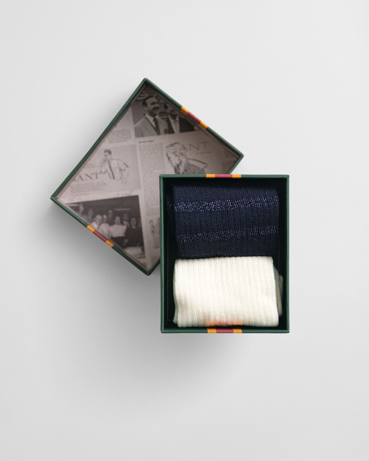 Coffret cadeau de 2 paires de chaussettes à rayures métallisées