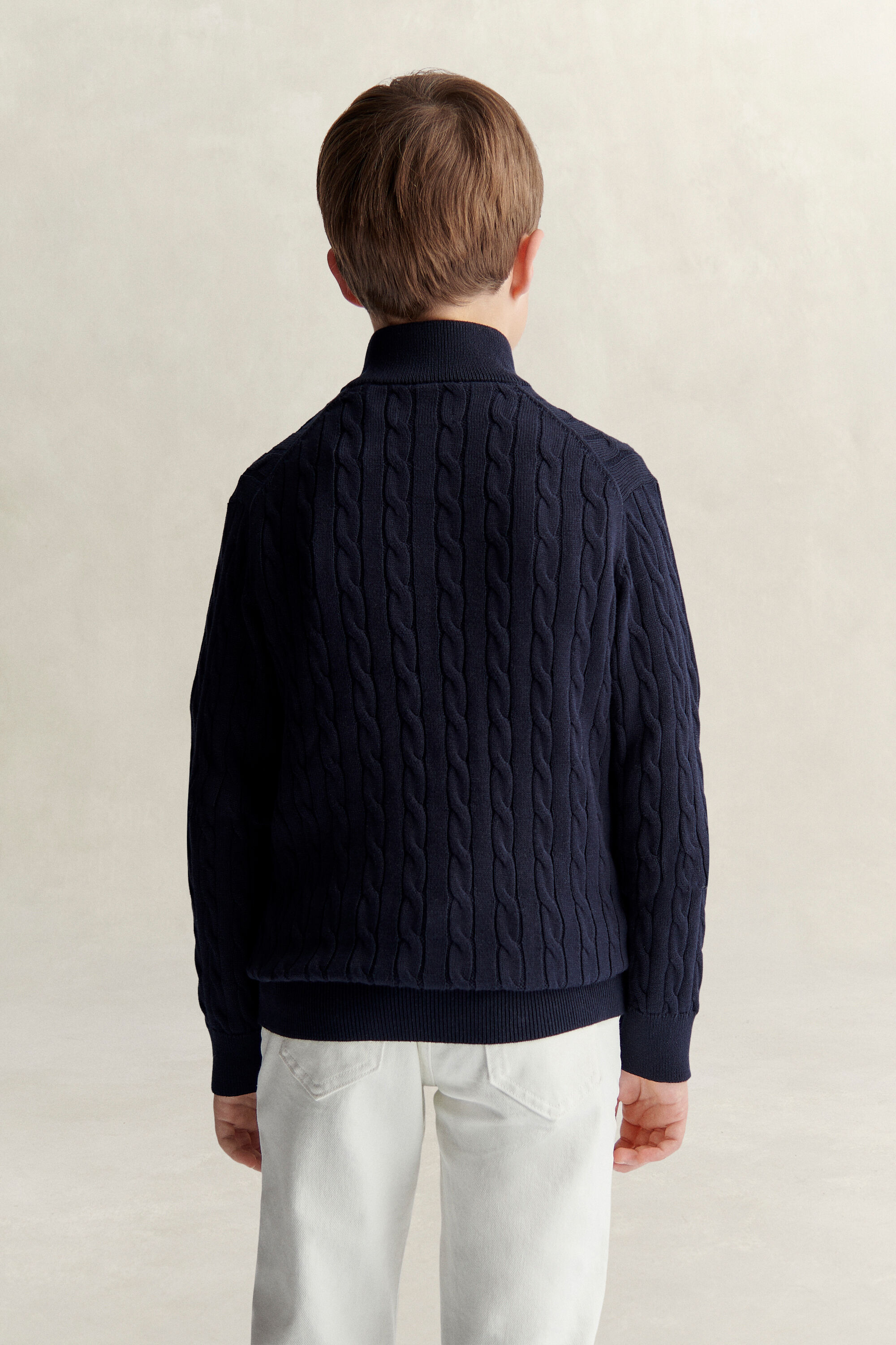 Pull à demi-zip en maille torsadée avec écusson pour Ado Garçon
