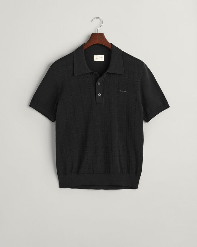 Polosweater met pointelletextuur