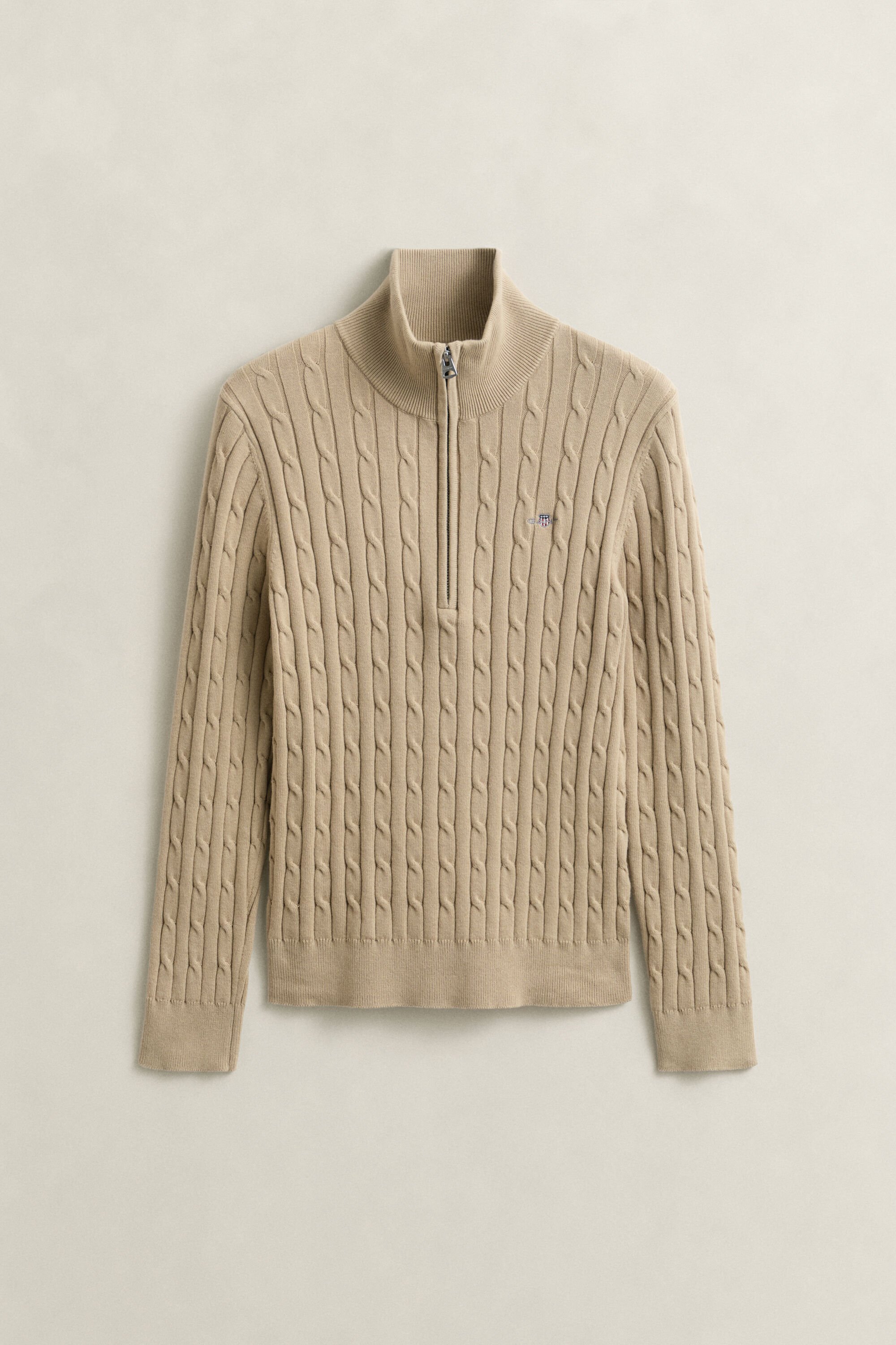 Pull à demi-zip en maille torsadée