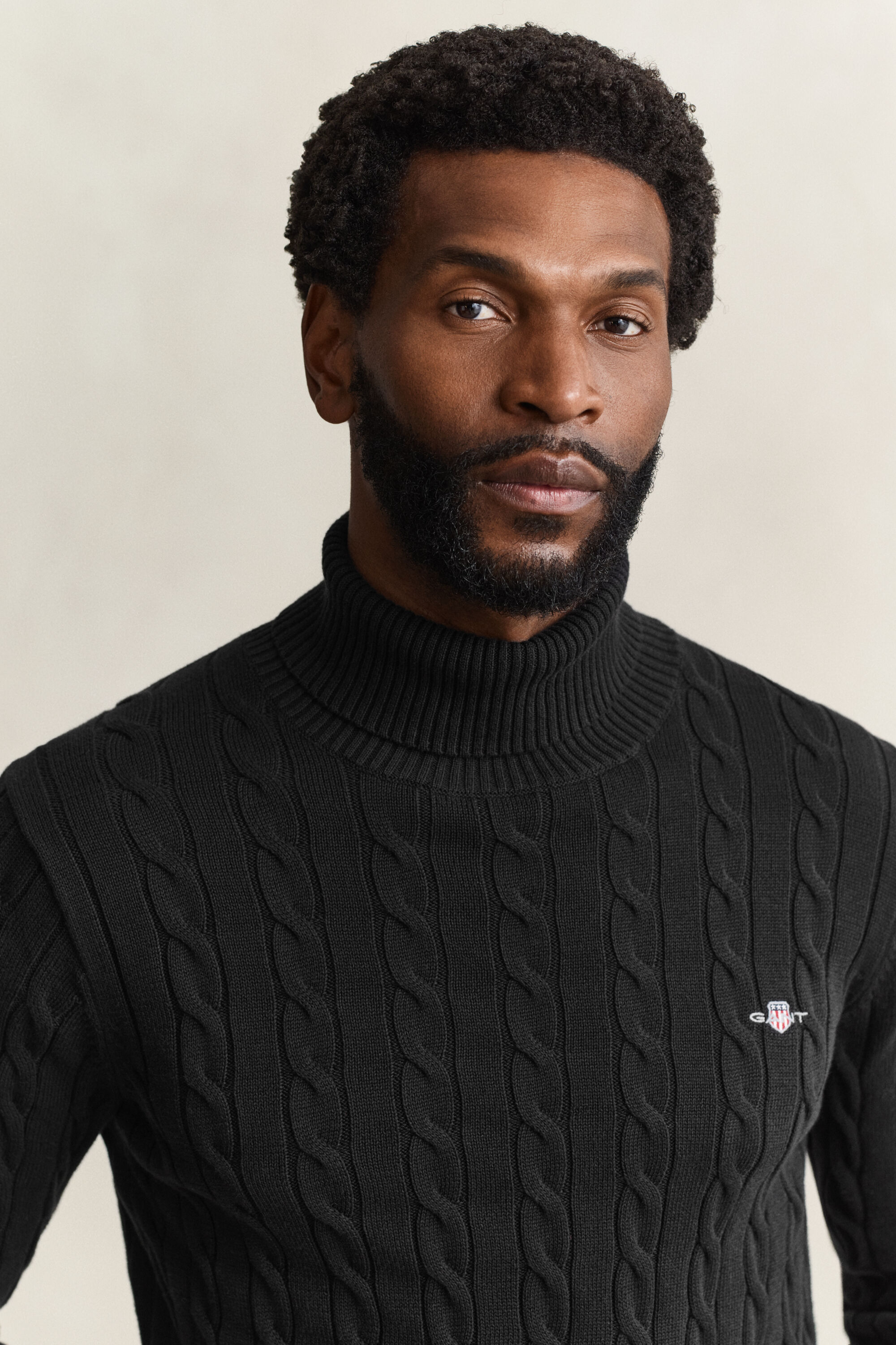 Pull col roulé en maille torsadée de coton