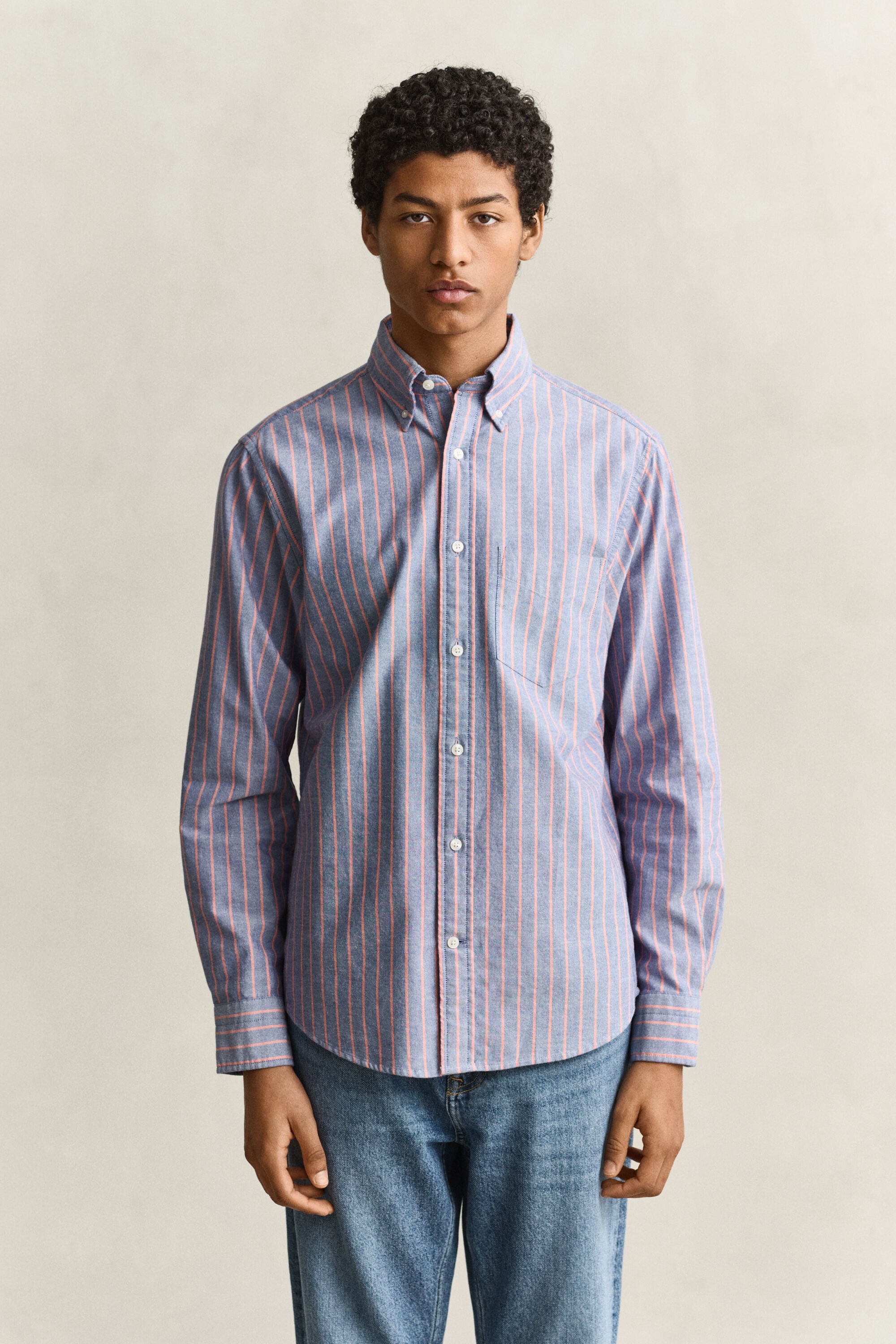 Chemise en coton Oxford classique à rayures