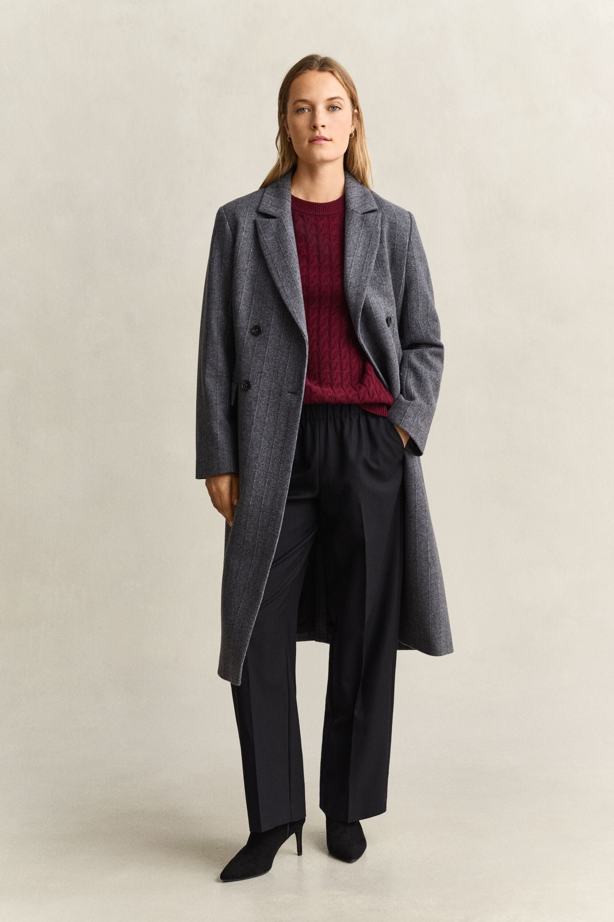 Pull en laine et cachemire à maille torsadée