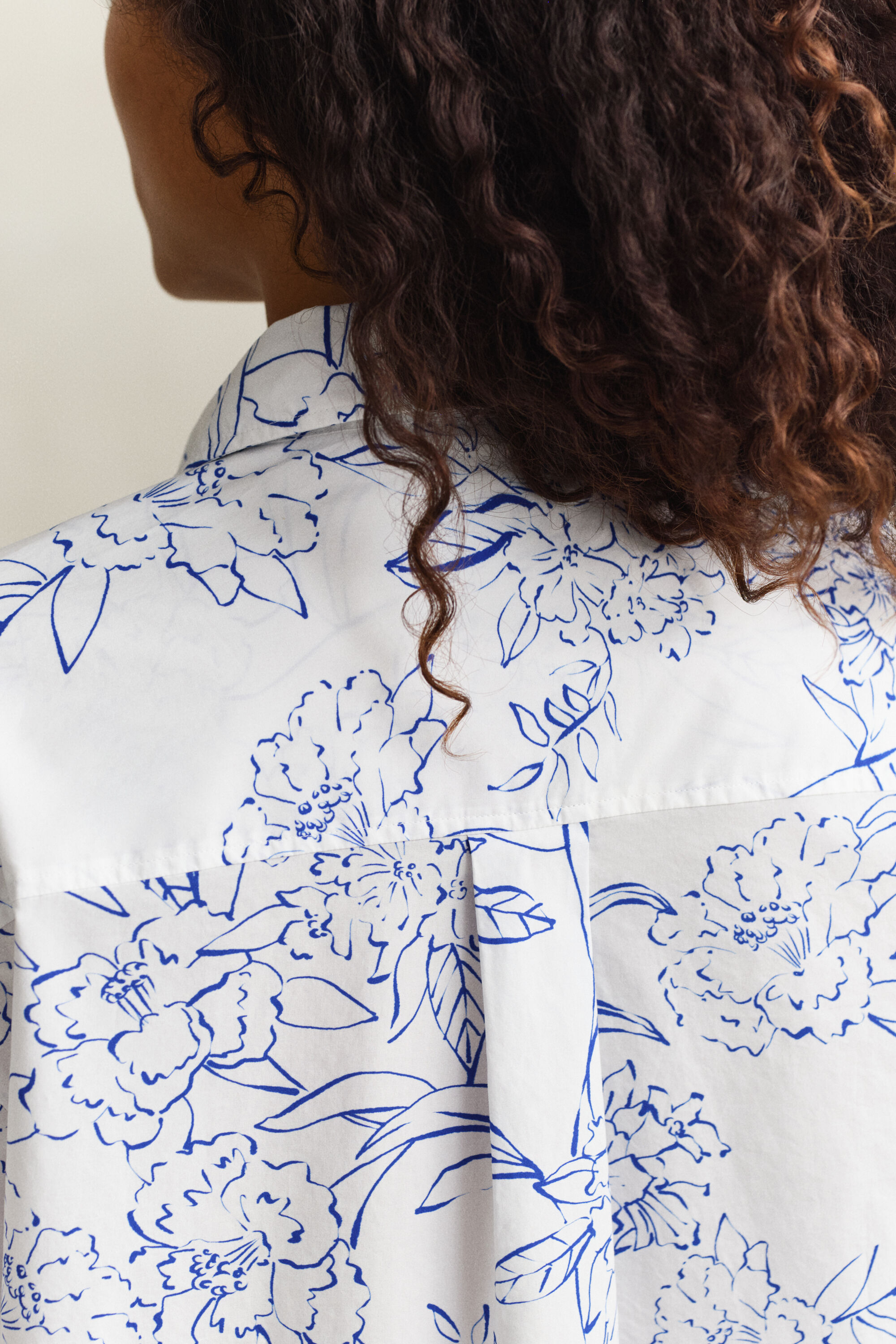 Gebloemd poplin overhemd