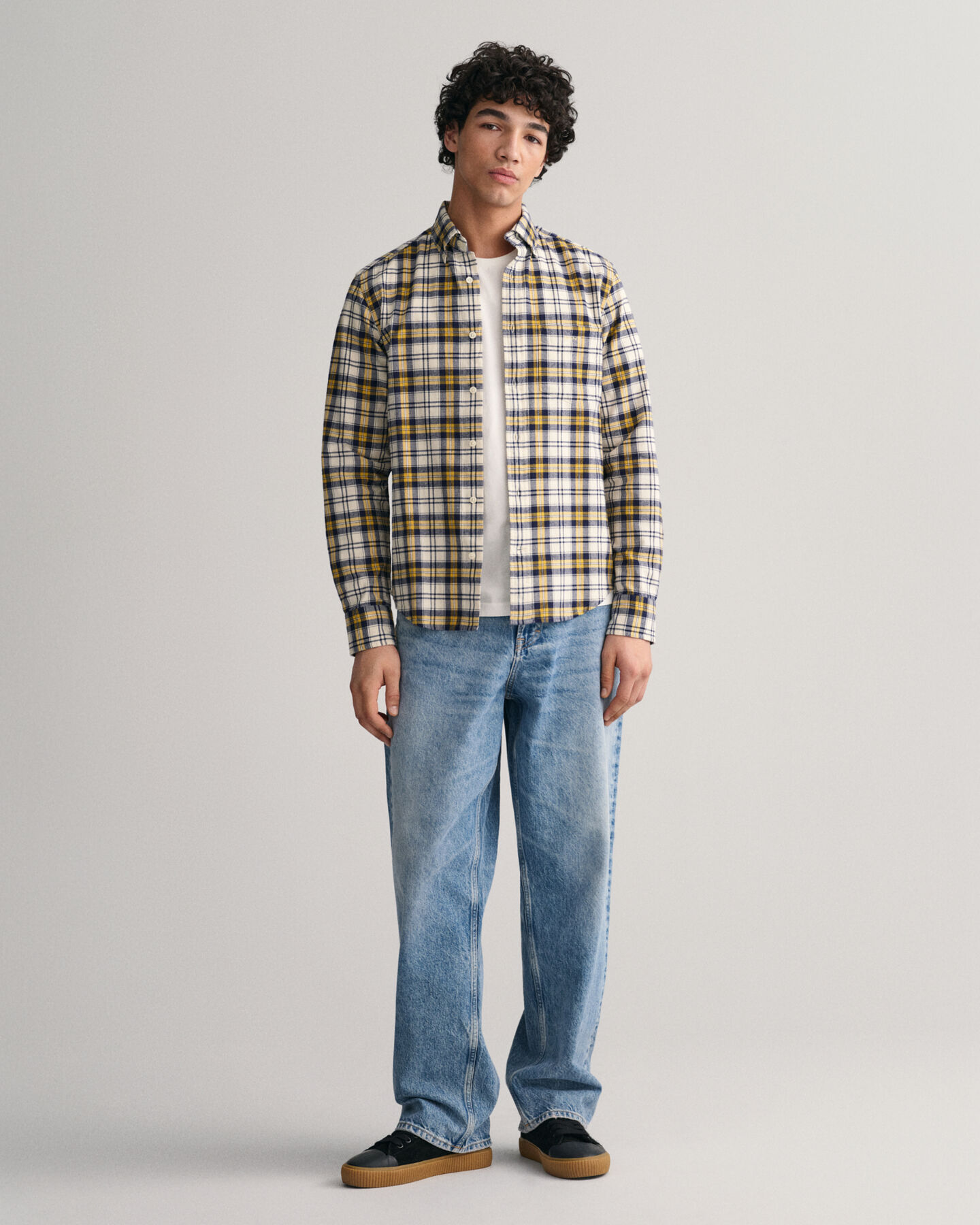 Regular Fit geborsteld geruit Oxford-hemd