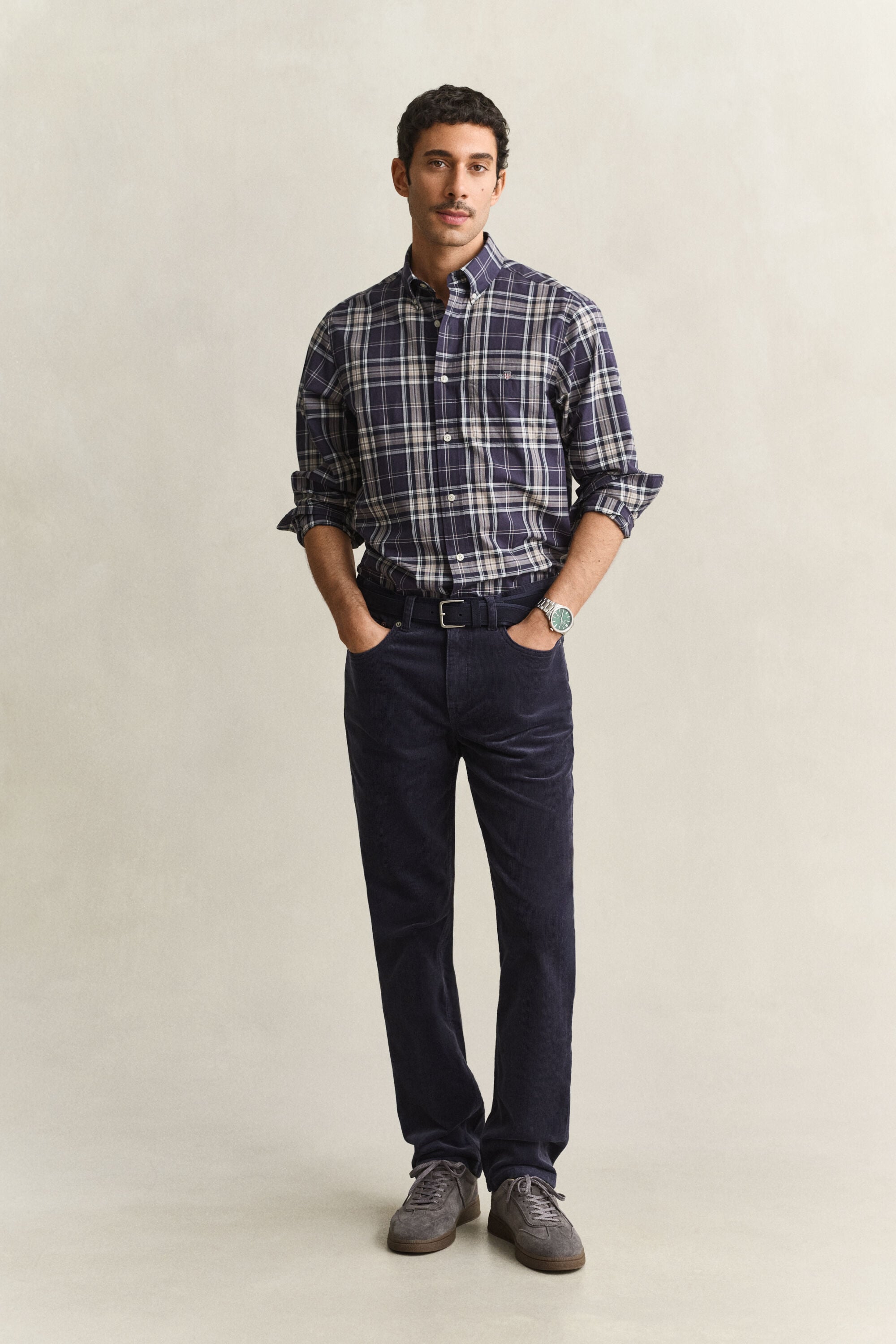 Geruit poplin hemd