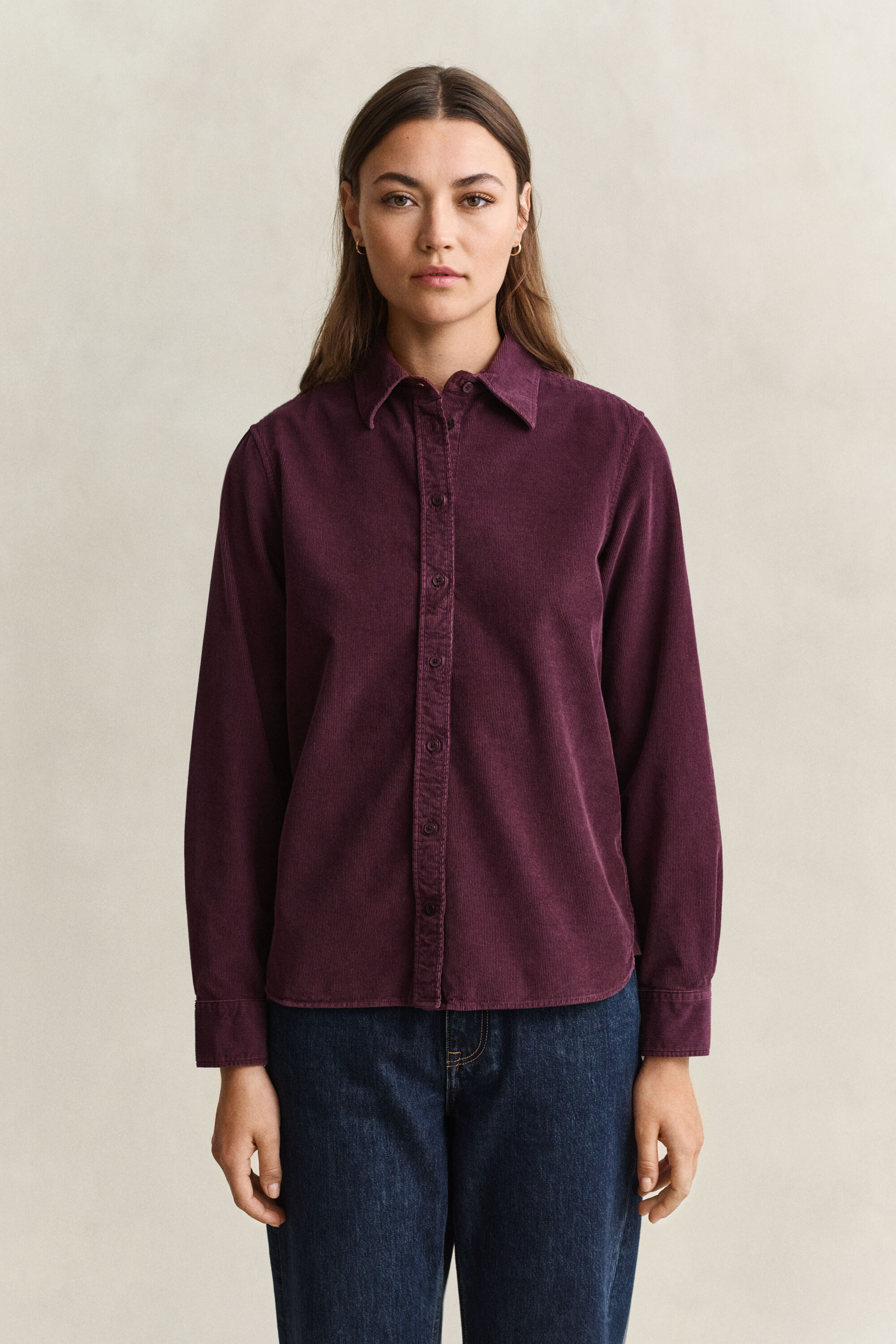 Chemise regular en velours côtelé