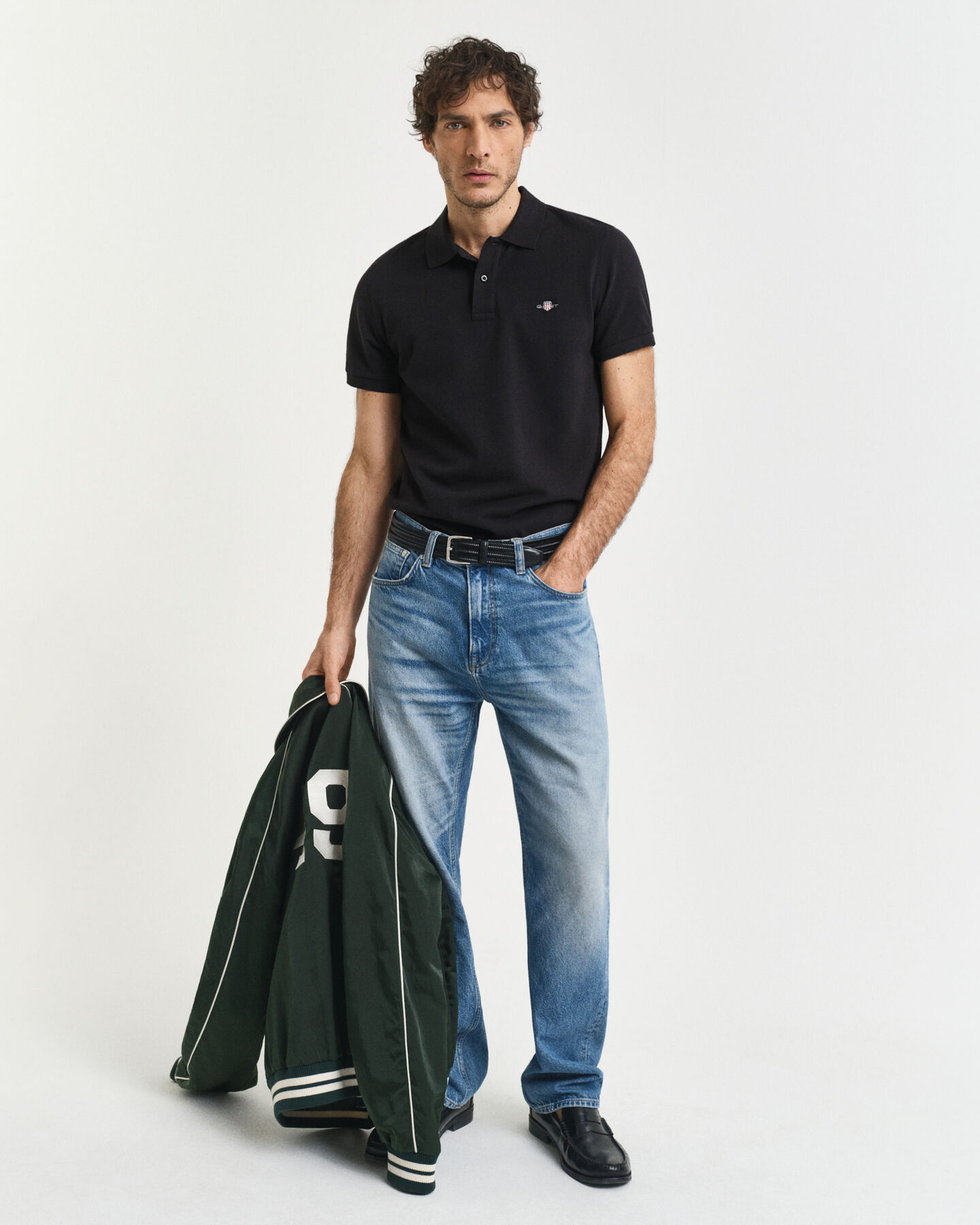 Slim Fit Shield piqué poloshirt