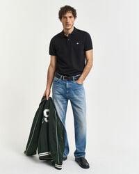 Slim Fit Shield piqué poloshirt
