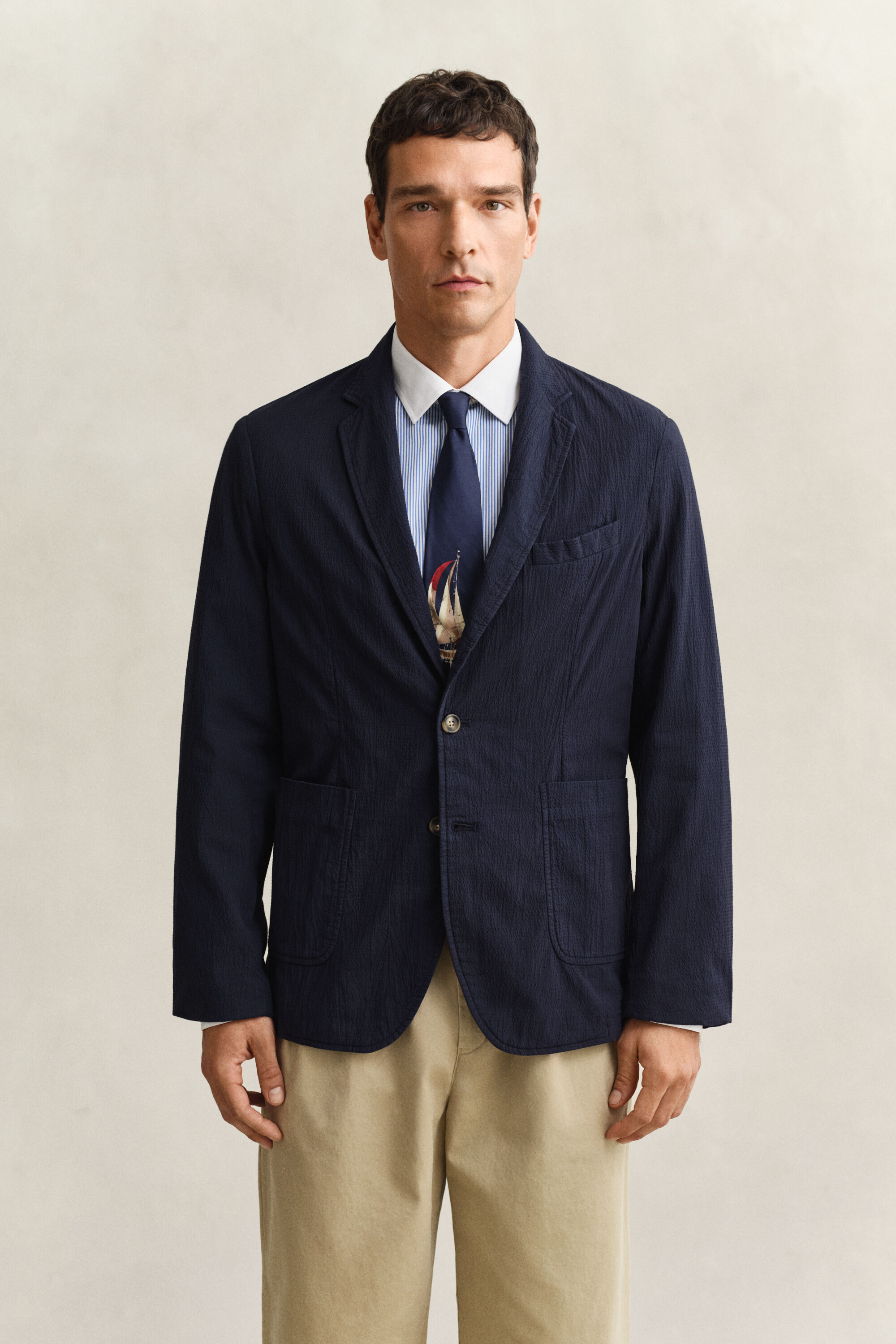 Veste blazer en seersucker