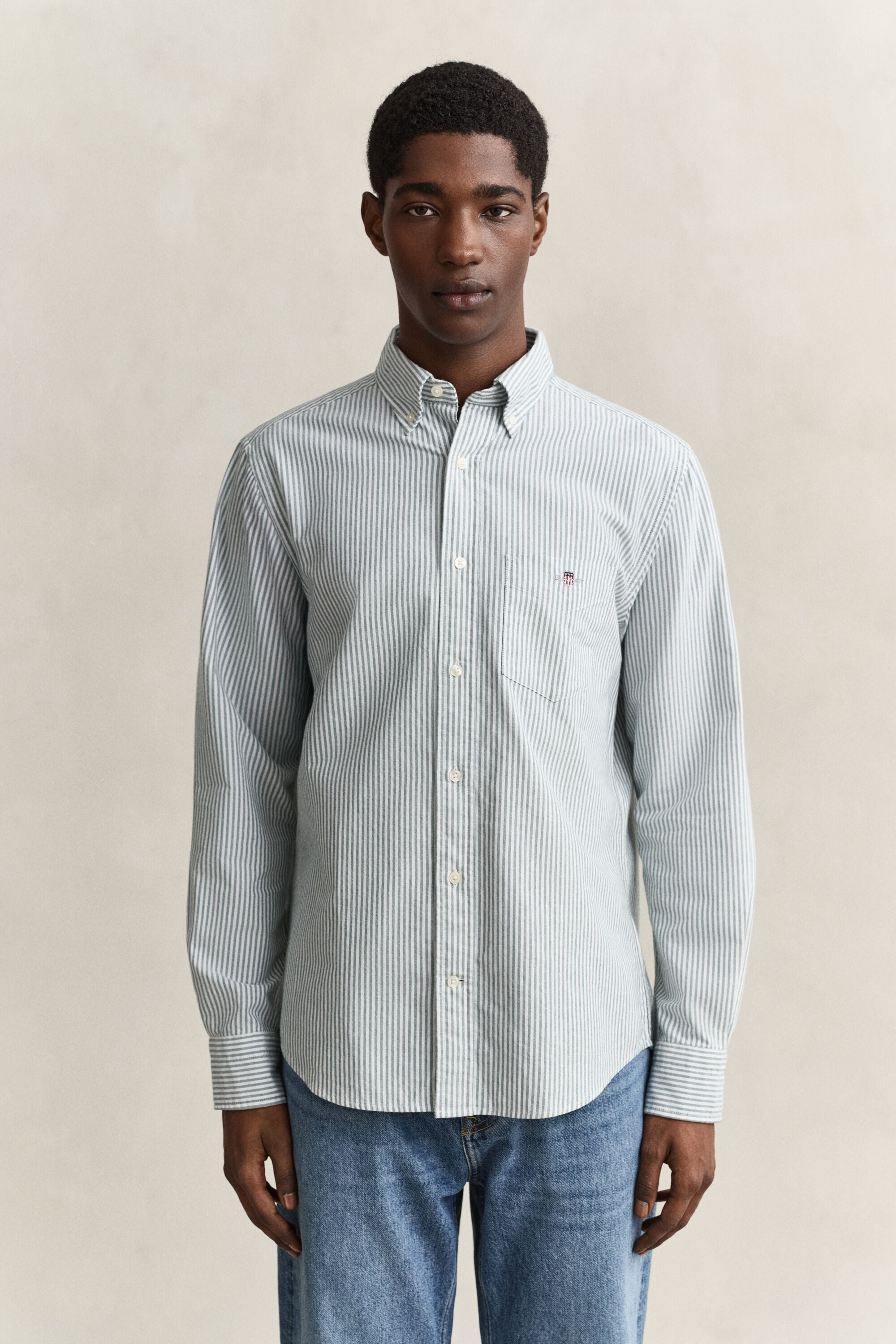 Classic Regular gestreept Oxford-hemd