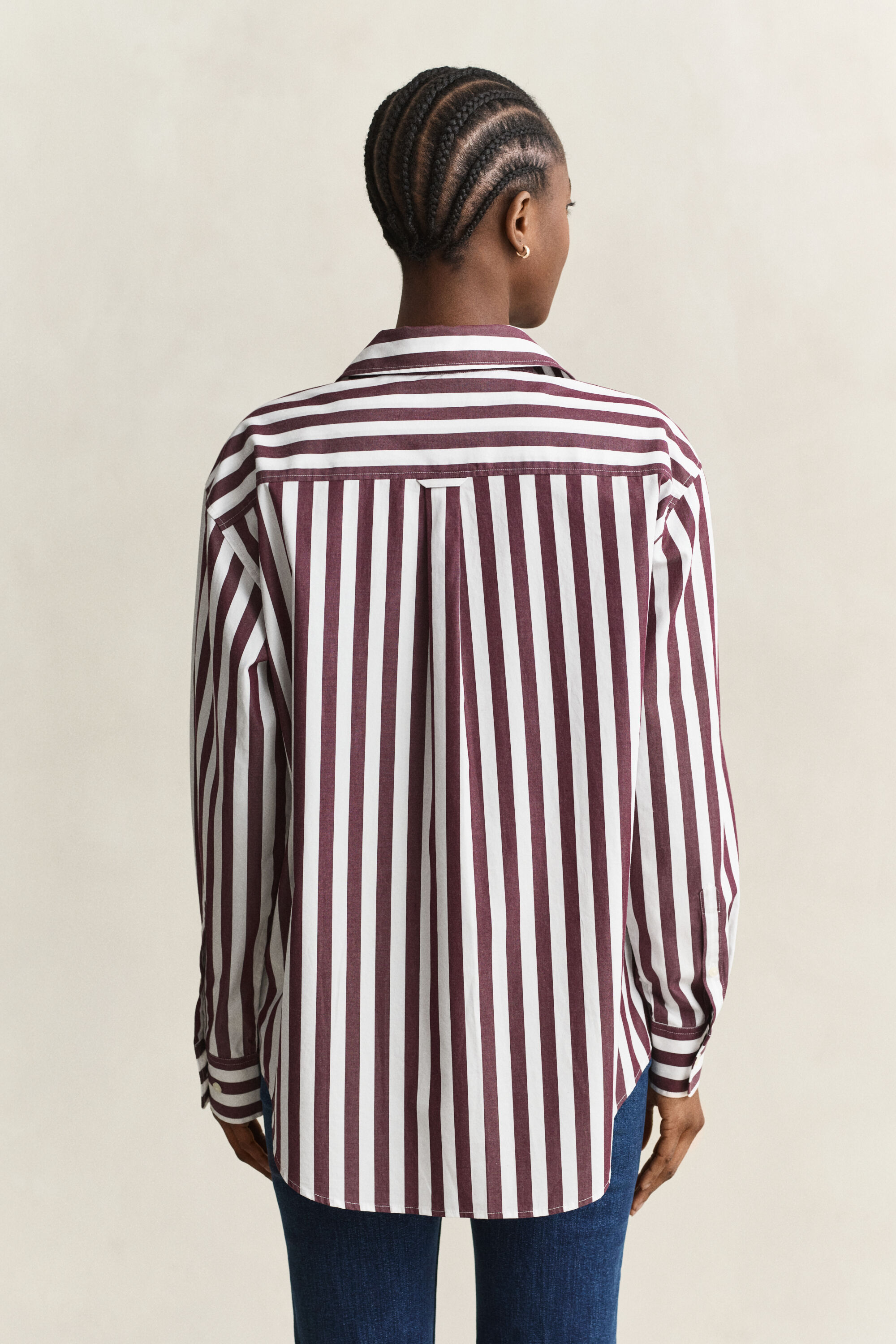 Chemise décontractée en popeline à rayures