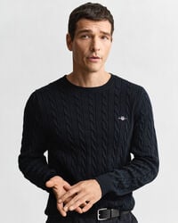 Pull col rond en maille de coton torsadée