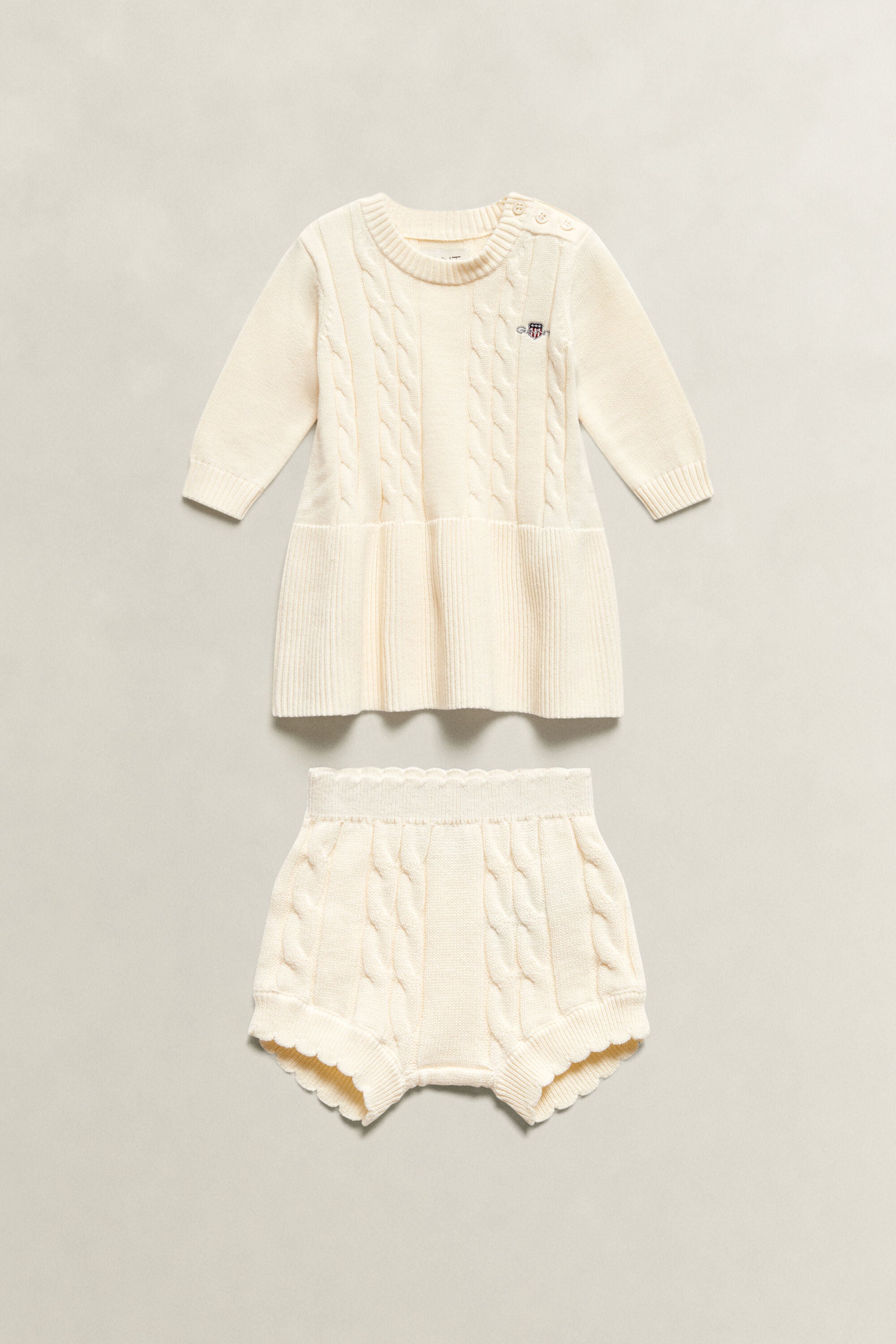 Ensemble robe et culotte à maille torsadée Bébé Fille