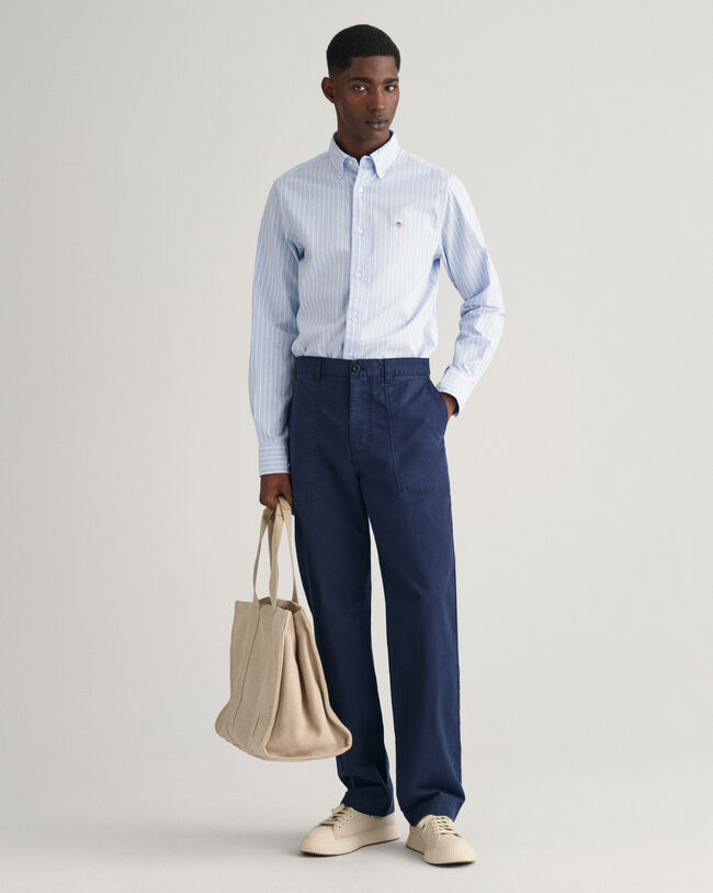 Slim Fit gestreept Oxford-hemd met stretch