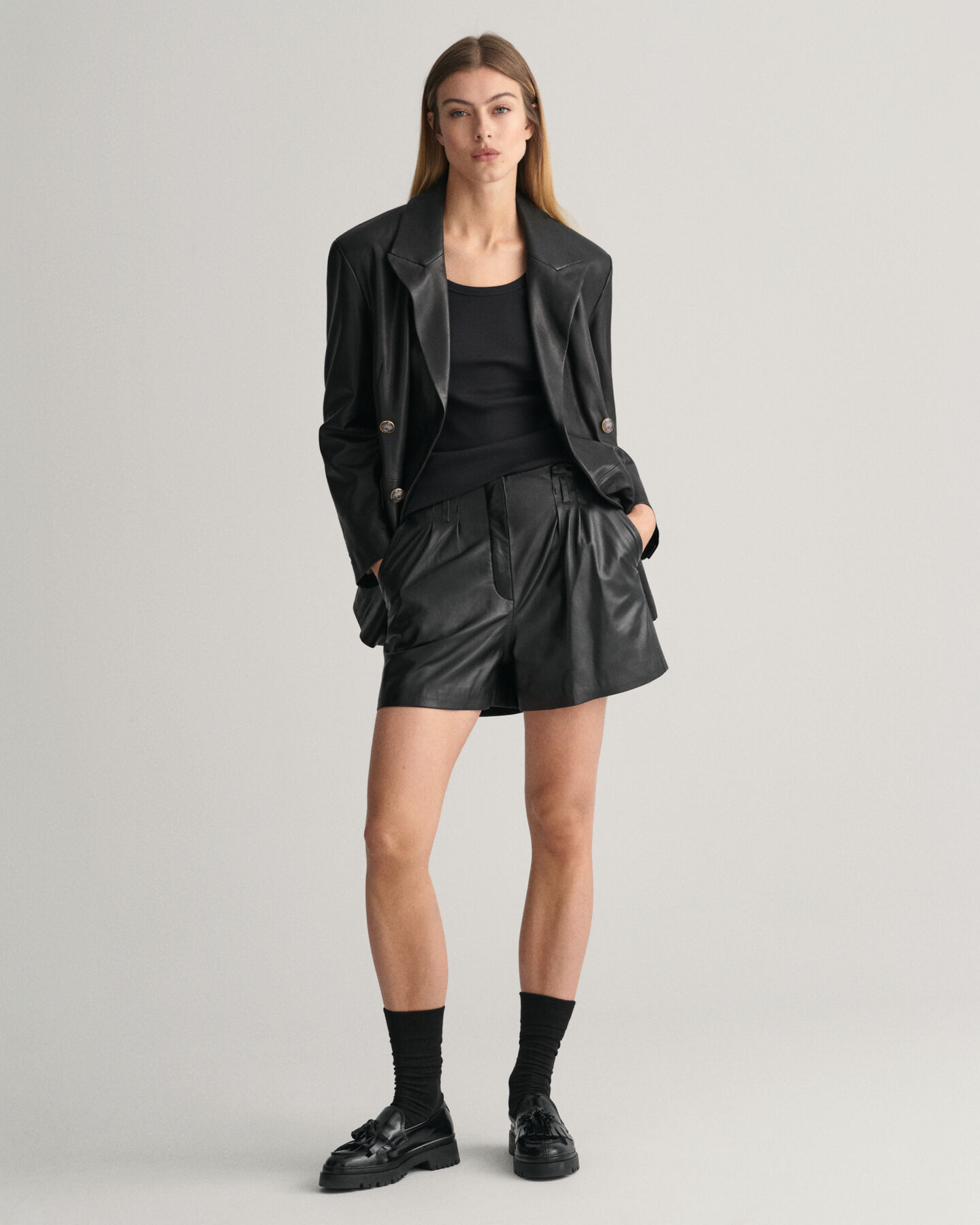 Regular Fit leren blazer