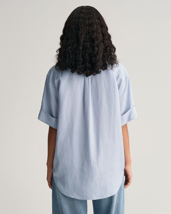 Relaxed Fit Pocket Detail blouse met korte mouwen