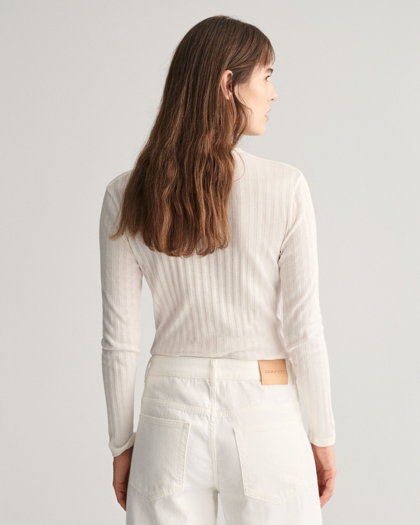 T-shirt côtelé à manches longues Henley