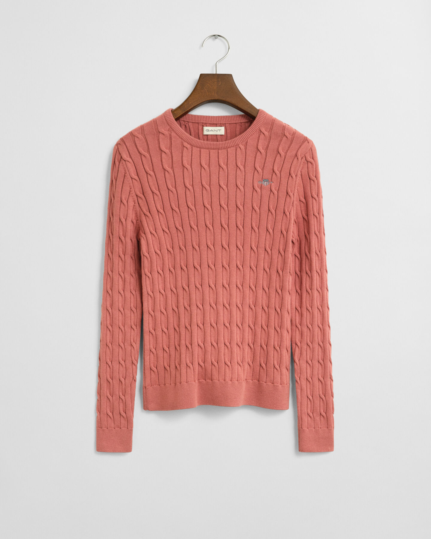 Pull col rond en maille de coton stretch à torsades Ado Fille