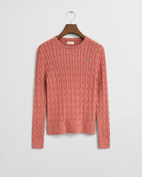 Pull col rond en maille de coton stretch à torsades Ado Fille