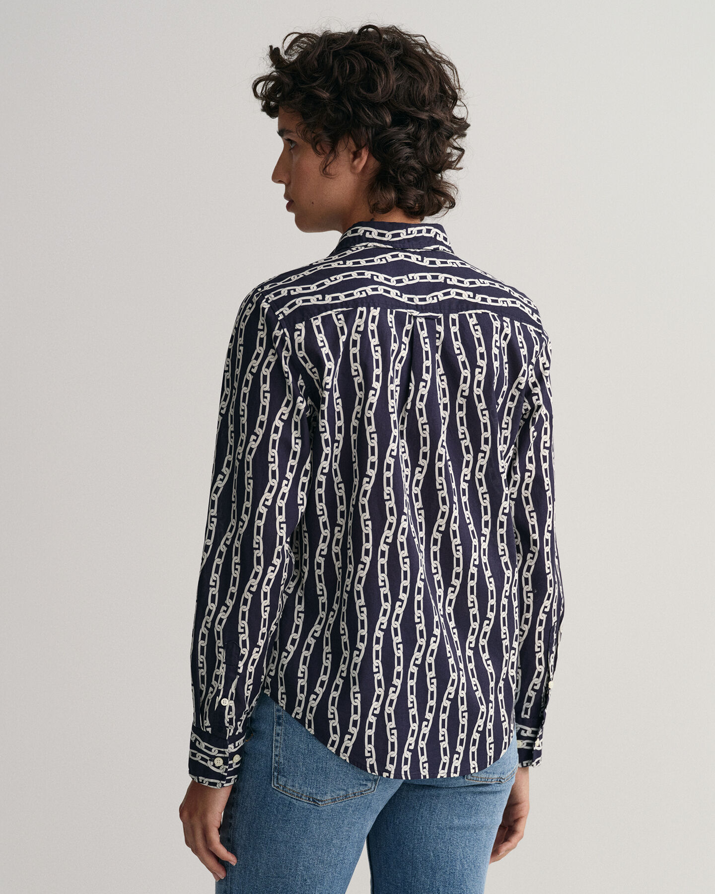 Regular Fit Chain Print overhemd van katoenen voile