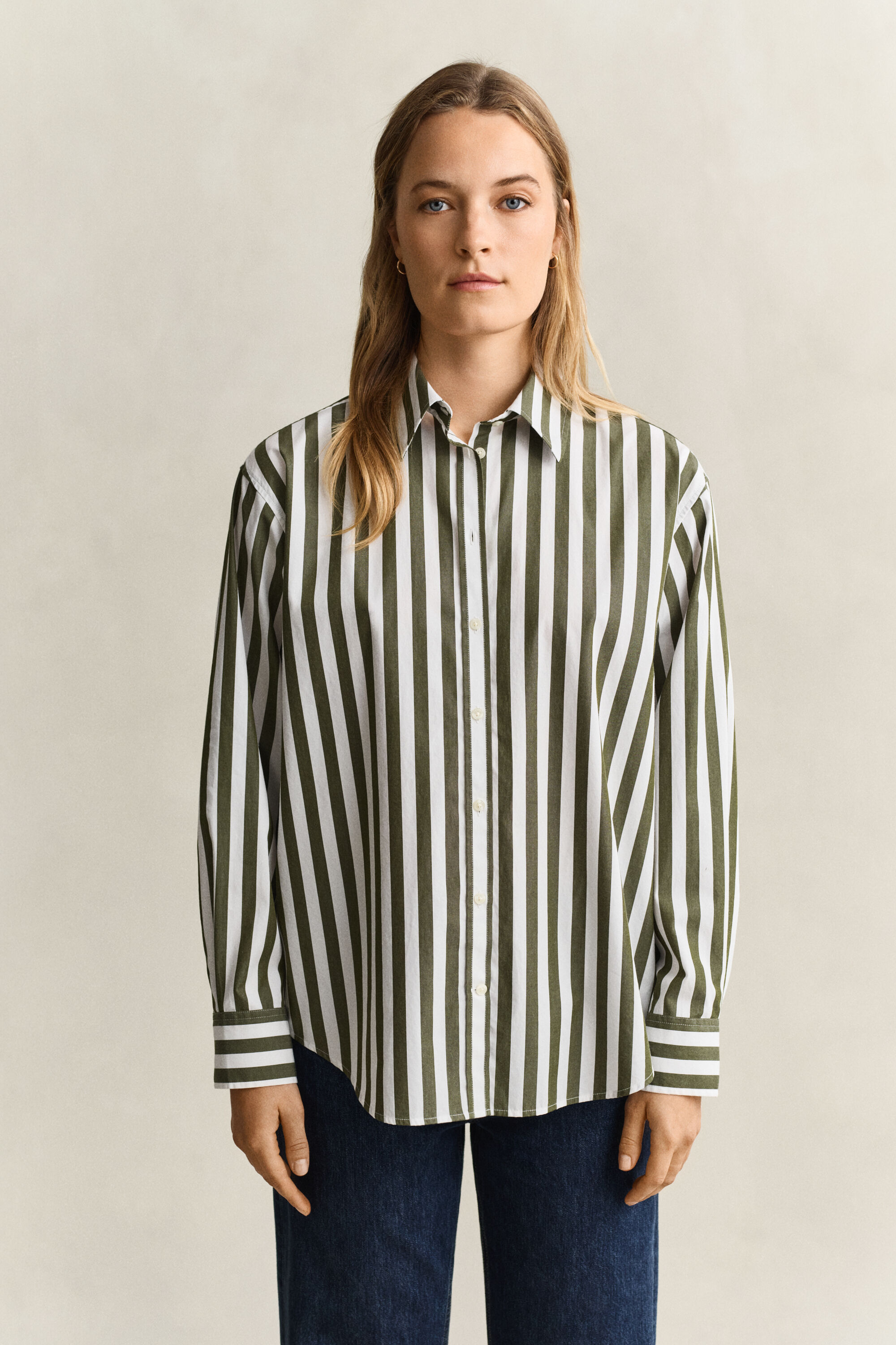 Chemise décontractée en popeline à rayures