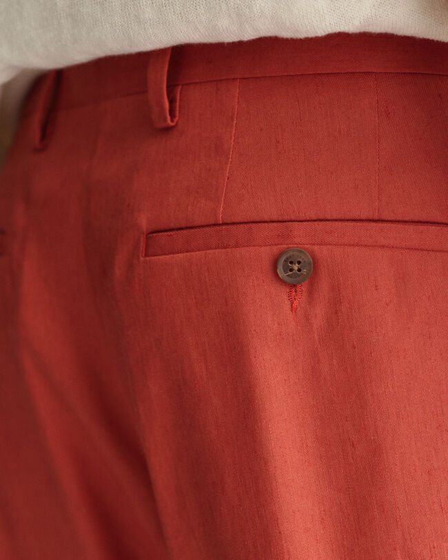 Slim Fit kostuumbroek van katoen en linnen