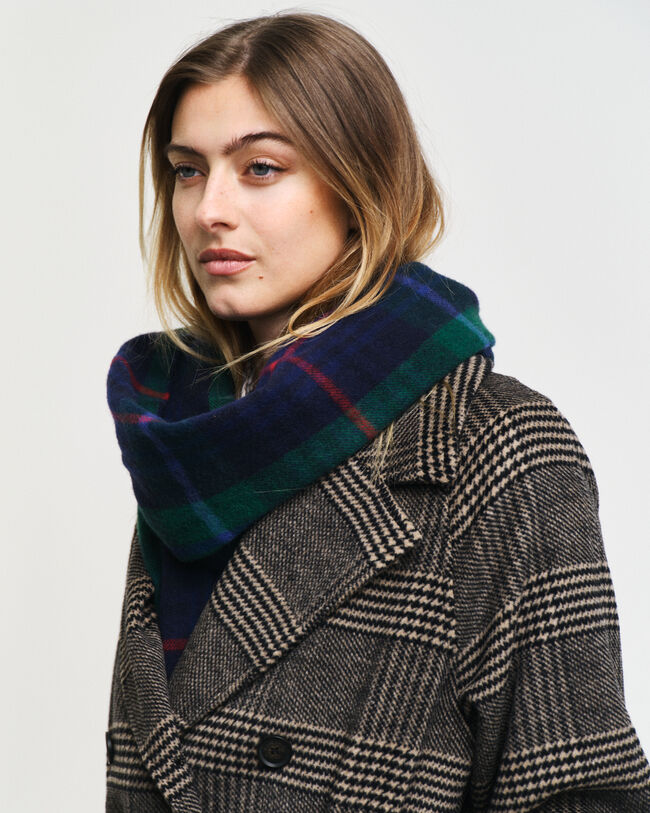 Trench-coat en laine à carreaux