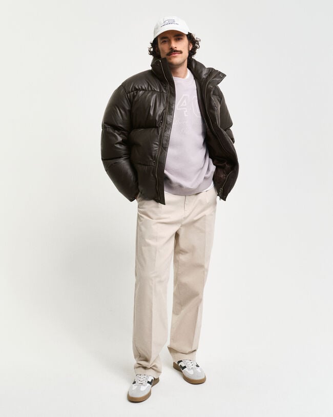 Doudoune en cuir et duvet d'oie