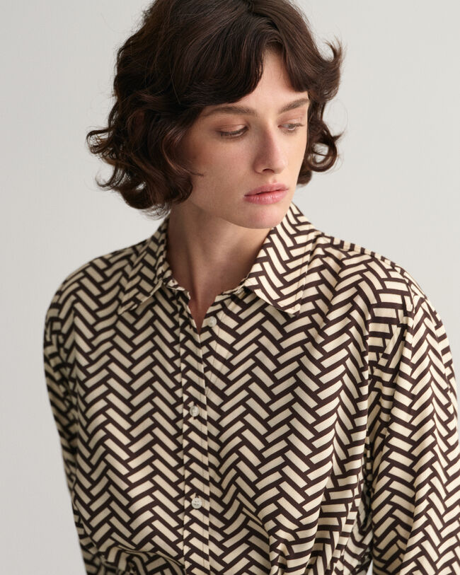 Robe-chemise trap&egrave;ze Geometric