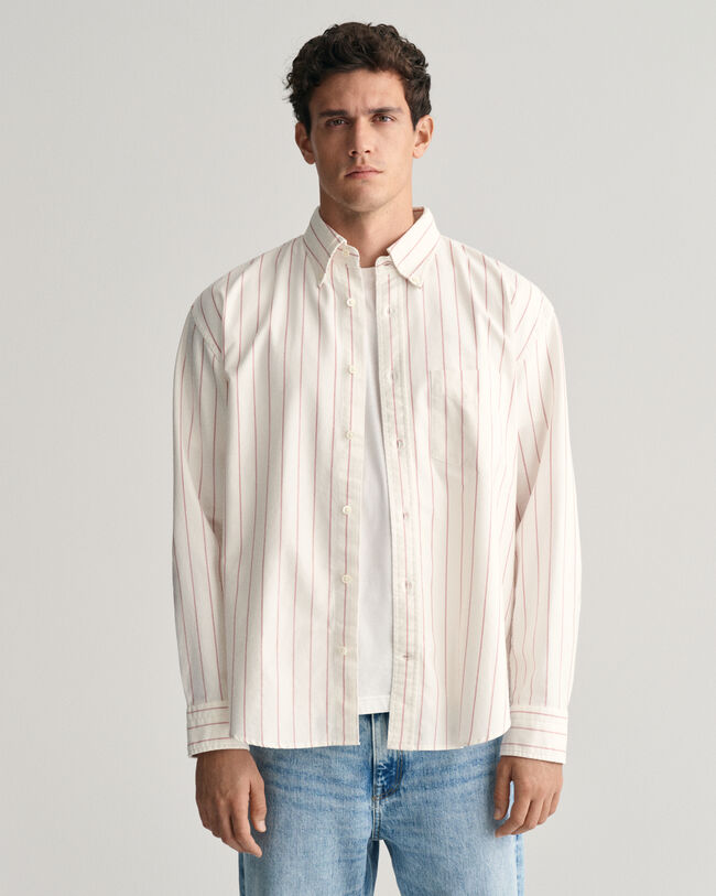 Chemise relaxed fit en coton Oxford Heritage à rayures