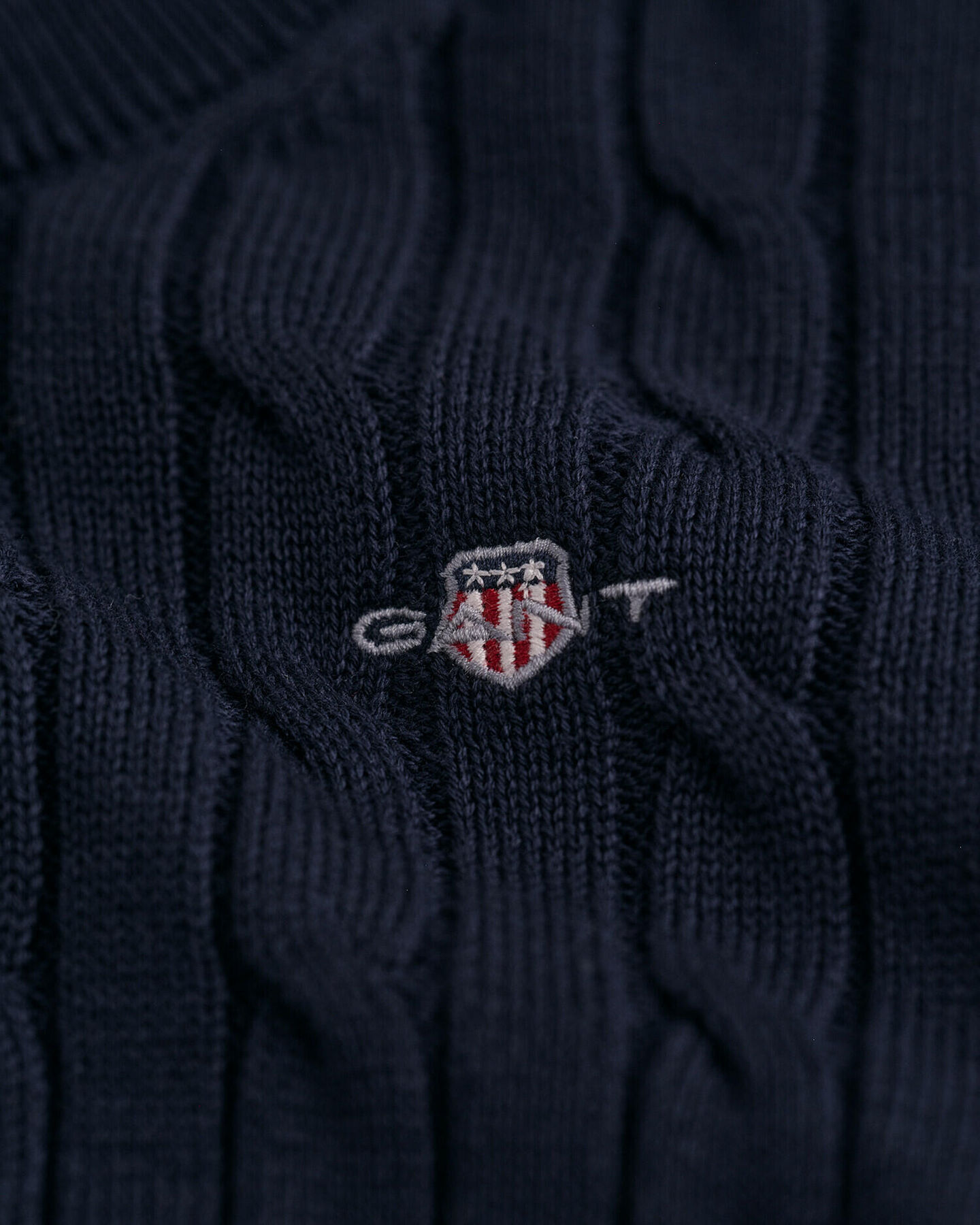 Kids Shield katoenen gebreide kabeltrui met ronde hals