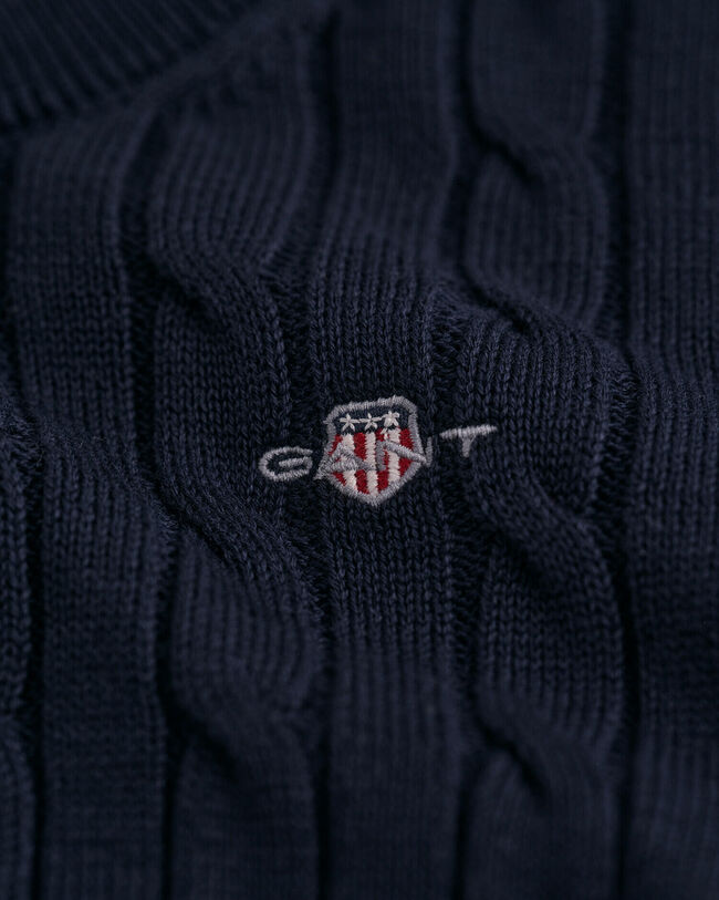 Kids Shield katoenen gebreide kabeltrui met ronde hals