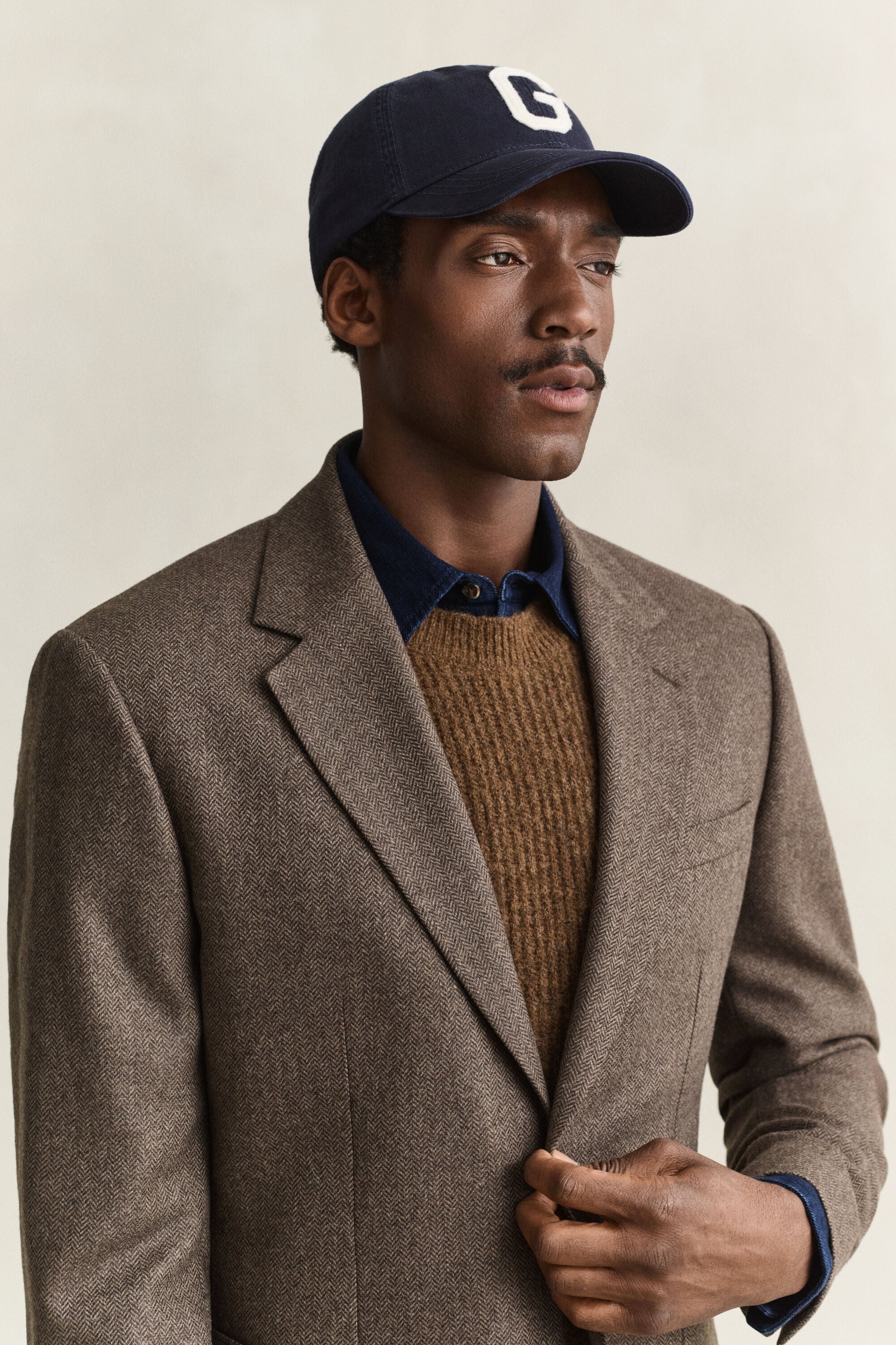 Veste de costume en laine à chevrons