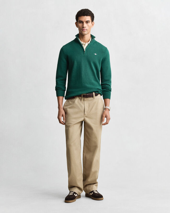 Casual katoenen trui met korte rits