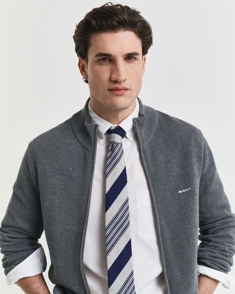 Cardigan zippé en coton piqué