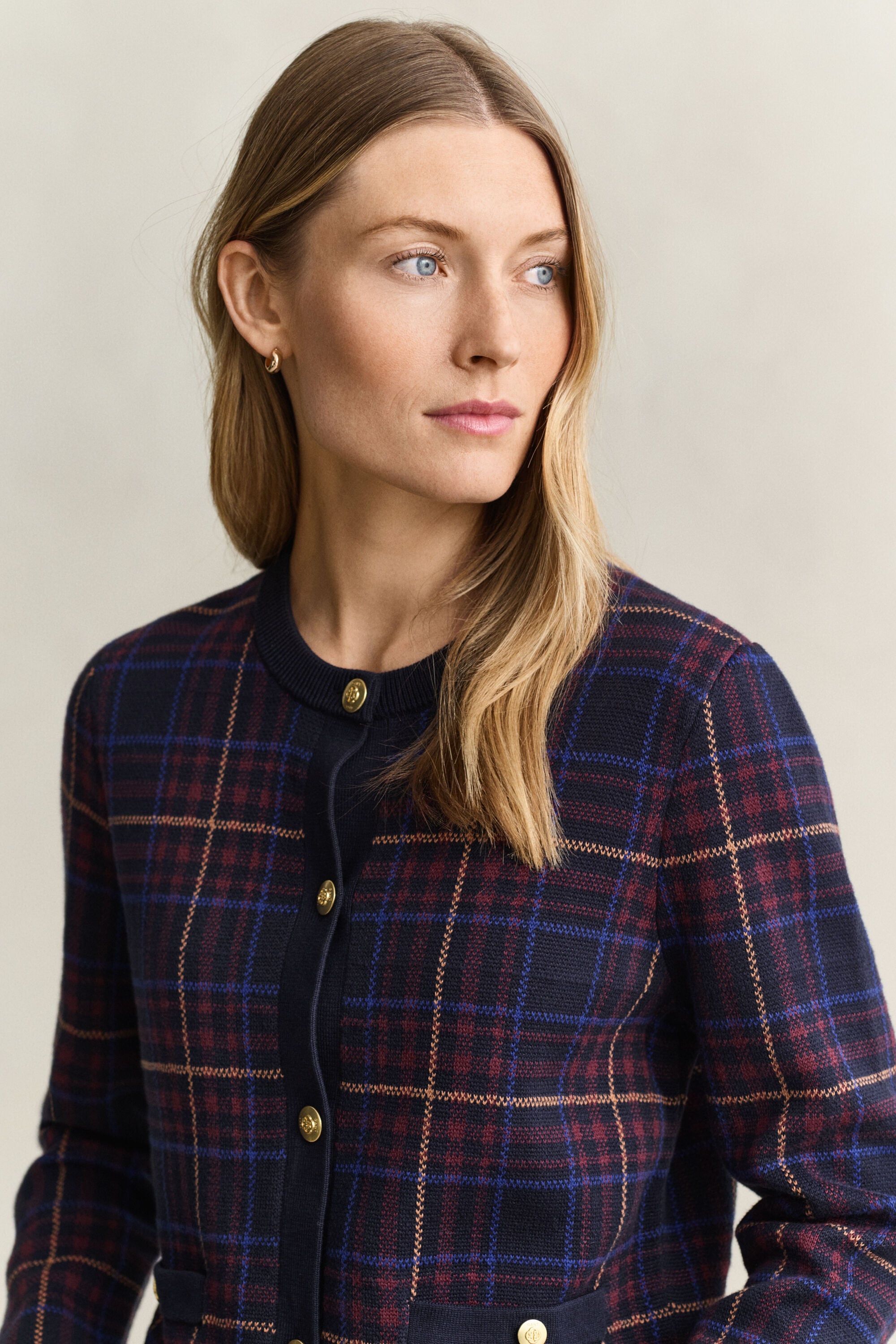 Cardigan en maille à carreaux