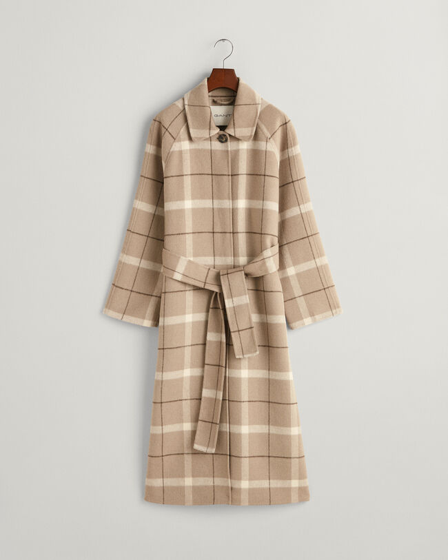 Handgestikte Car Coat met ruitpatroon